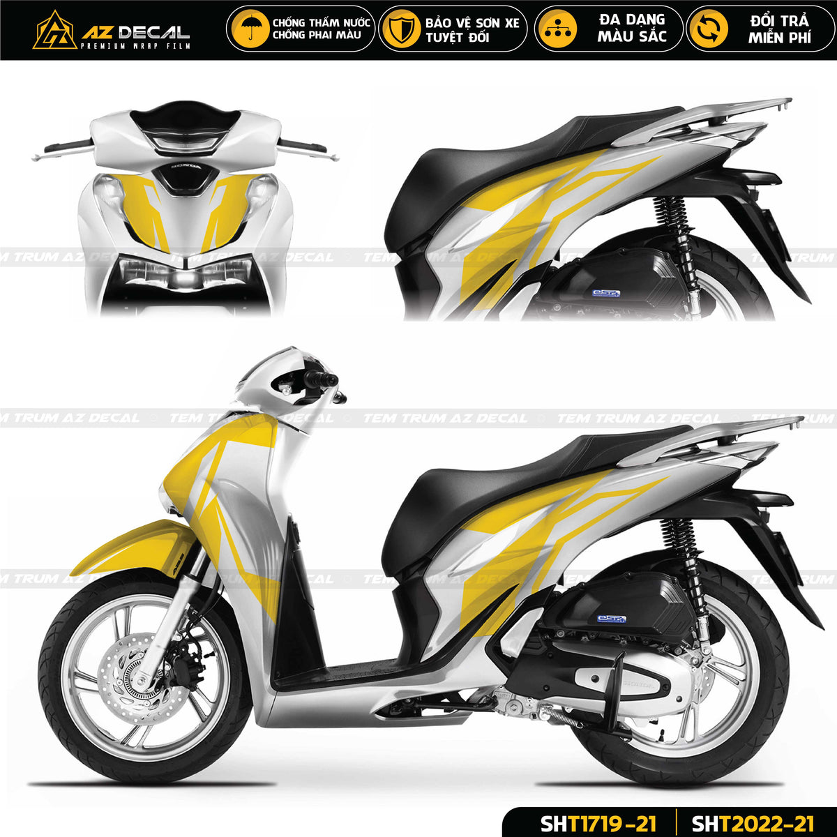 Dán decal xe Honda SH 150i 125i màu trắng vàng