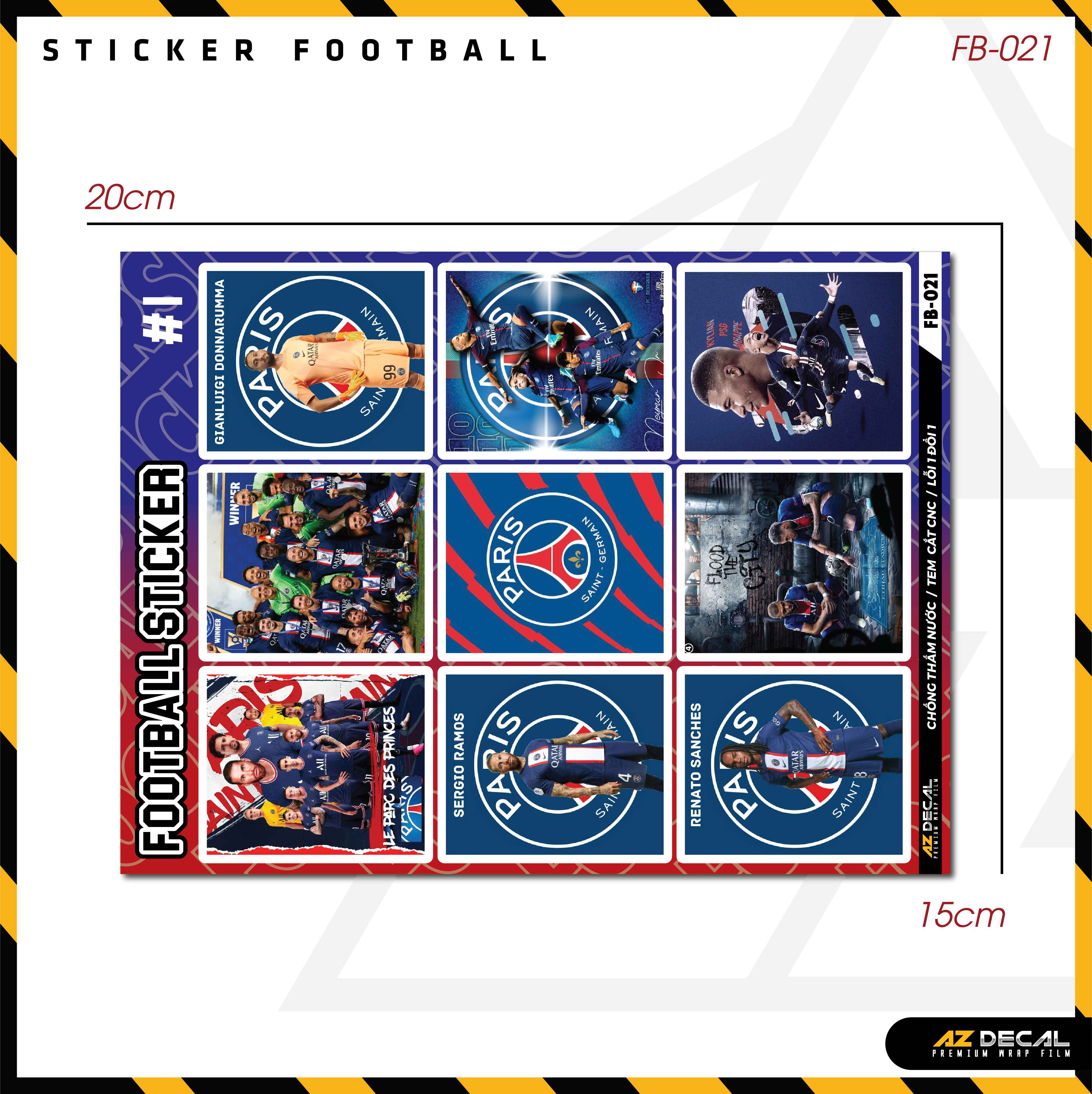 Sticker Dán Ô Tô, Xe Máy, Xe Điện, Xe Đạp, Mũ Bảo Hiểm | Football FB-021 PSG