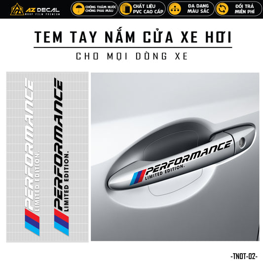 Tem dán tay nắm cửa xe ô tô thiết kế Performance