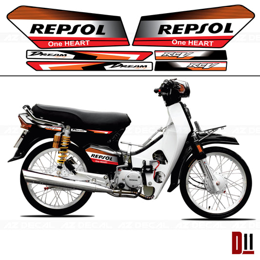 Tem rời xe Honda Super Dream Repsol đỏ cam