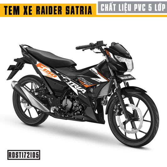 Tem xe Satria / Raider đen - mẫu 05