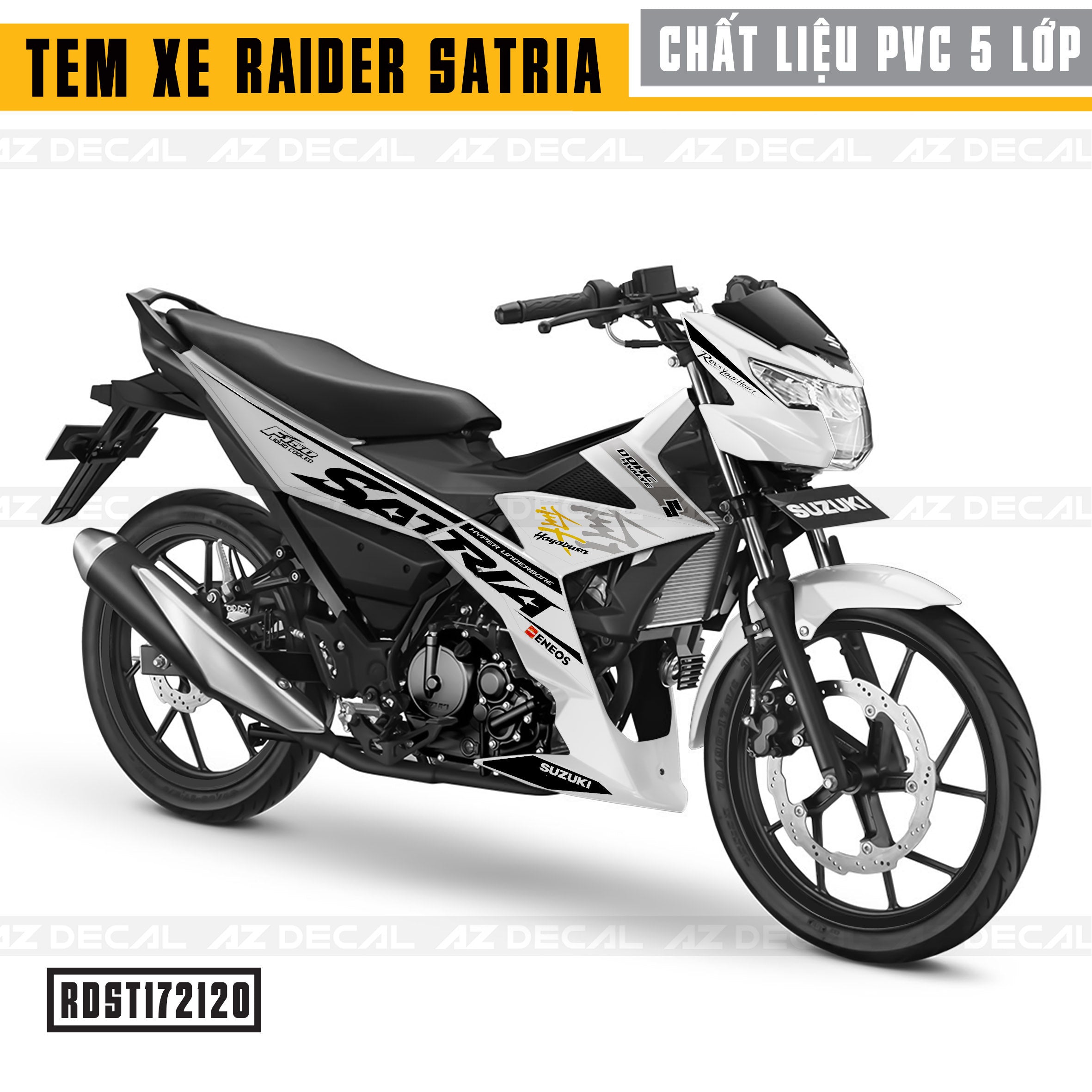 Tem xe Satria & Raider Hayabusa 02 xe trắng