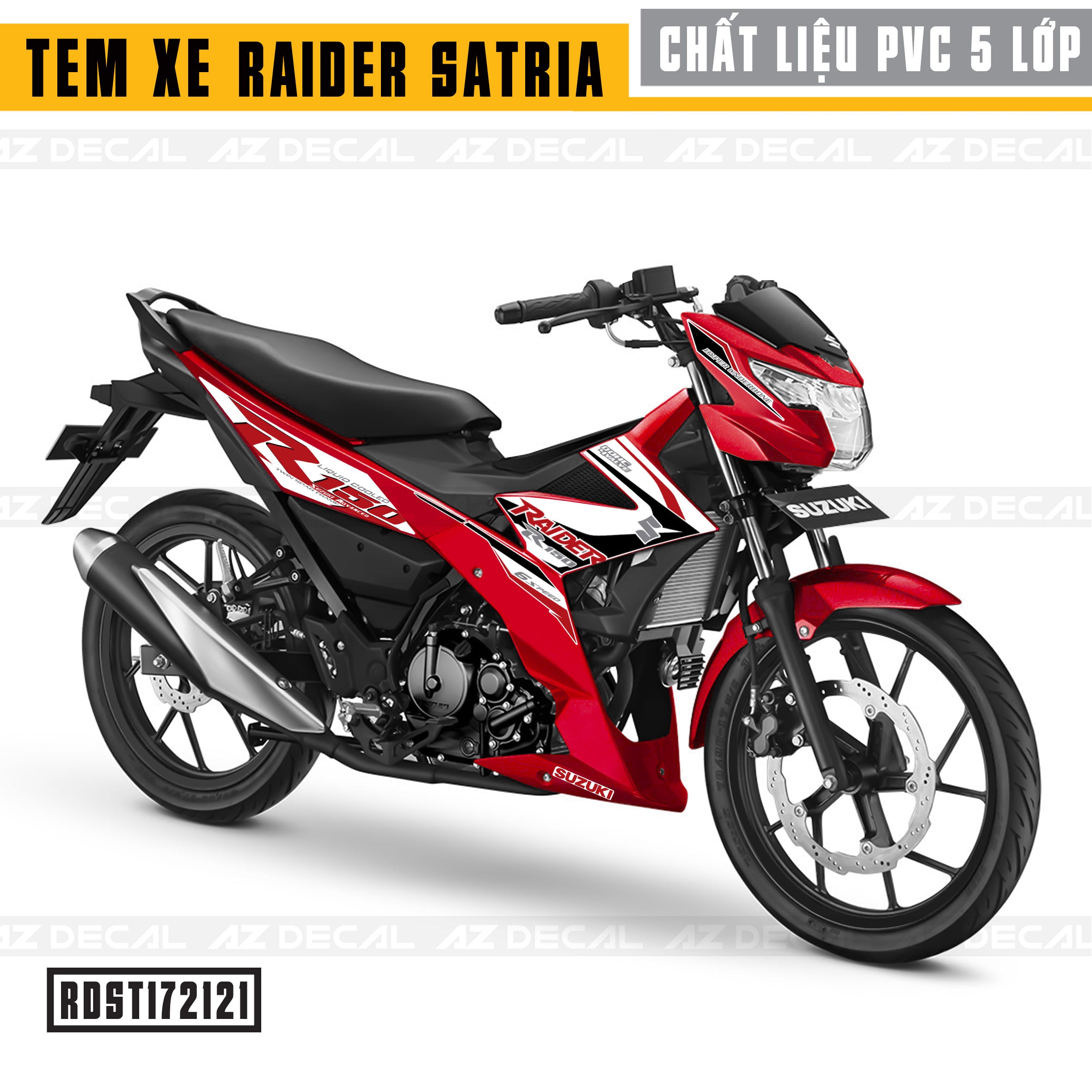 Tem xe Raider / Satria mẫu R150 xe đỏ