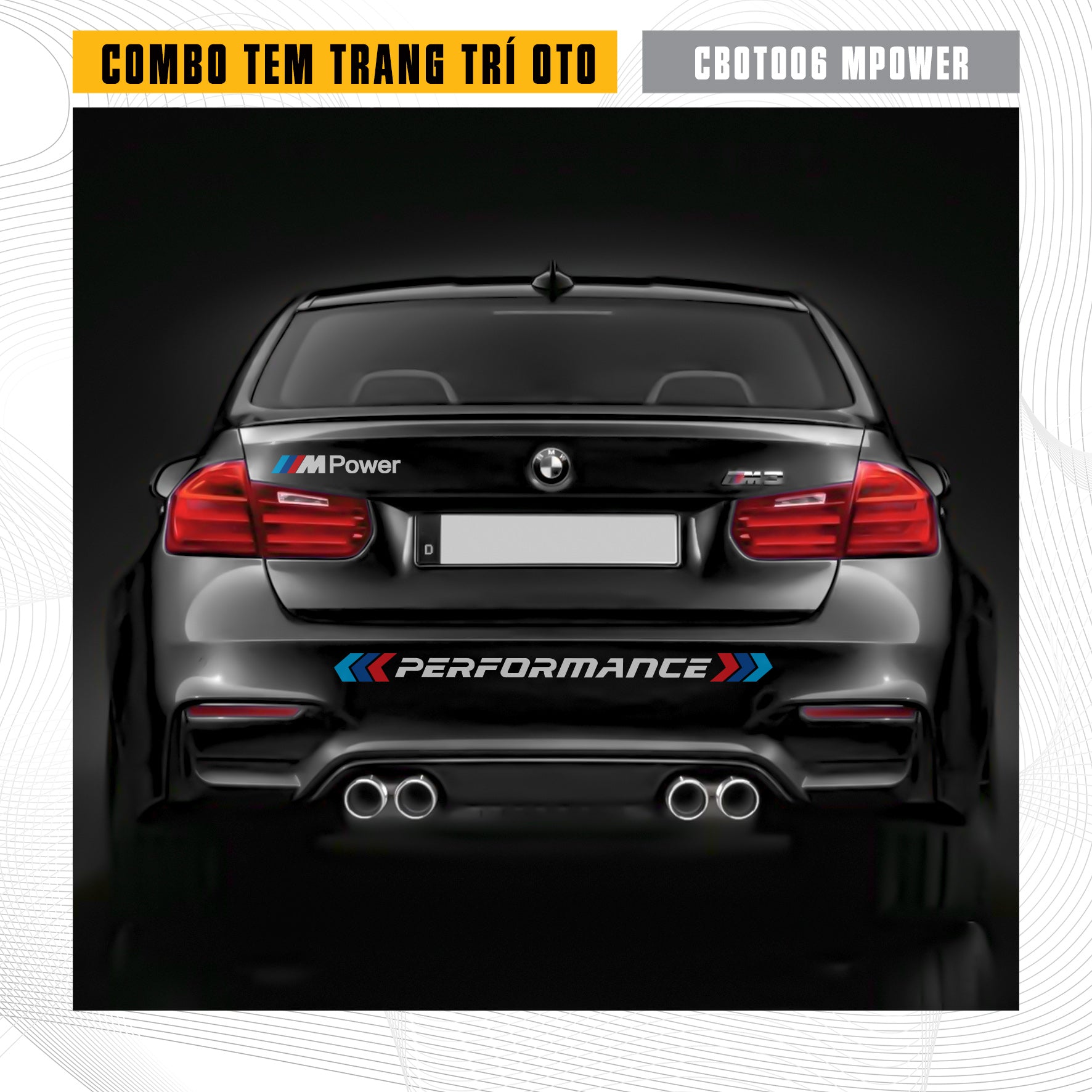 Decal dán cản sau BMW M Power