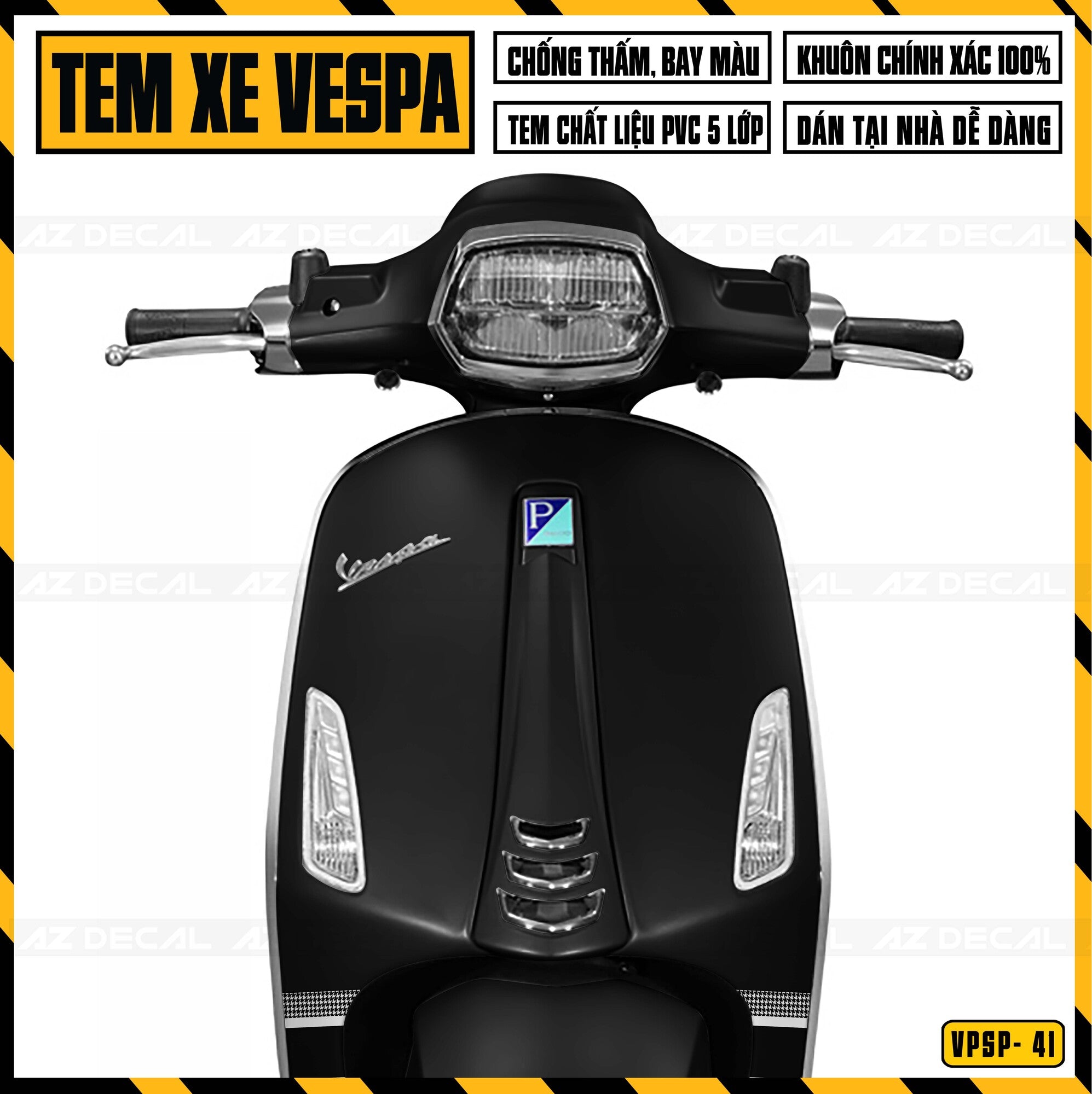 Tem dán mặt nạ Vespa đen mẫu Dior