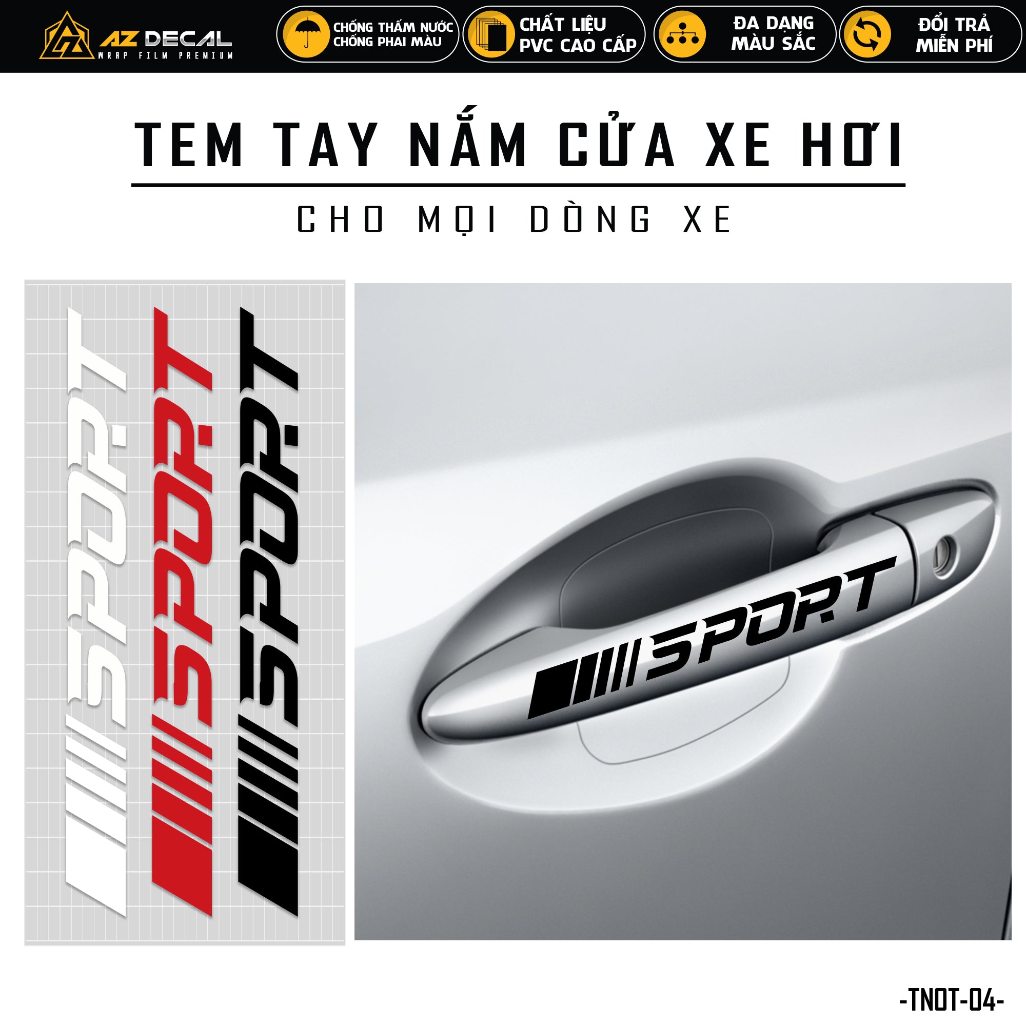 Decal dán tay nắm cửa xe ô tô mẫu SPORT