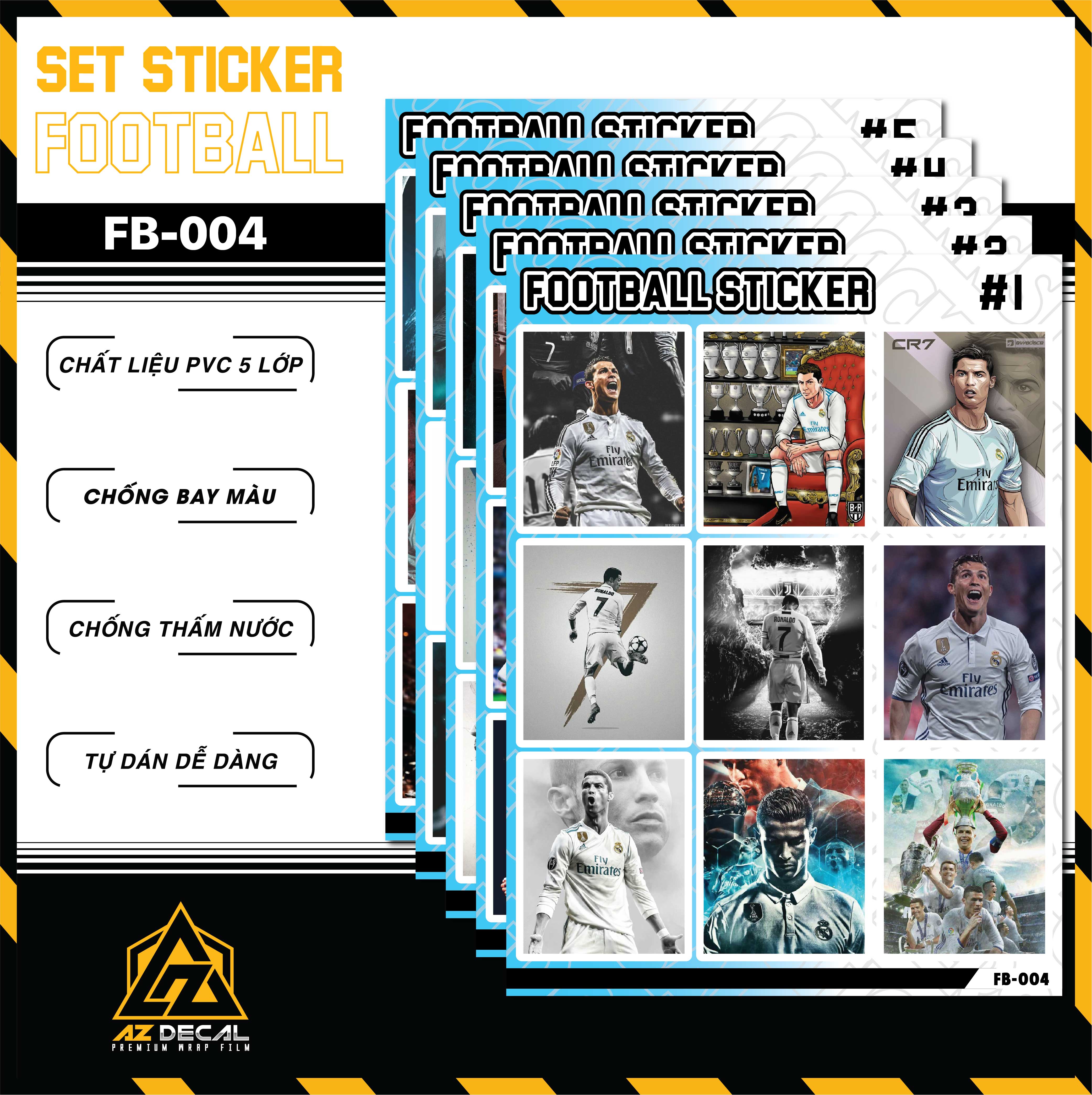 Sticker Dán Ô Tô, Xe Máy, Xe Điện, Xe Đạp, Mũ Bảo Hiểm | Football FB-004 CR7