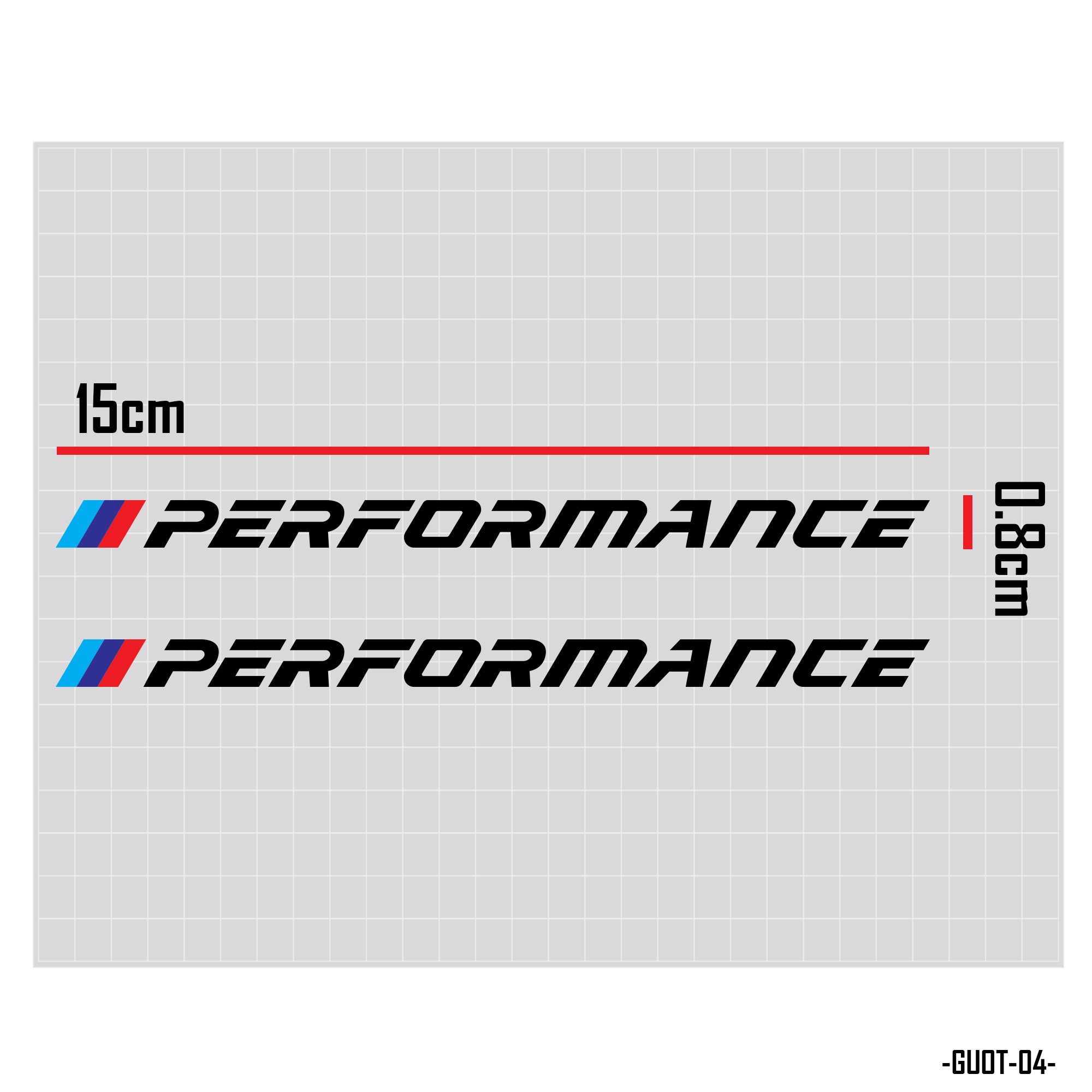 Kích thước mẫu tem dán gương xe ô tô Performance