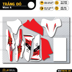 Decal dán xe Wave 100 110 màu trắng đỏ