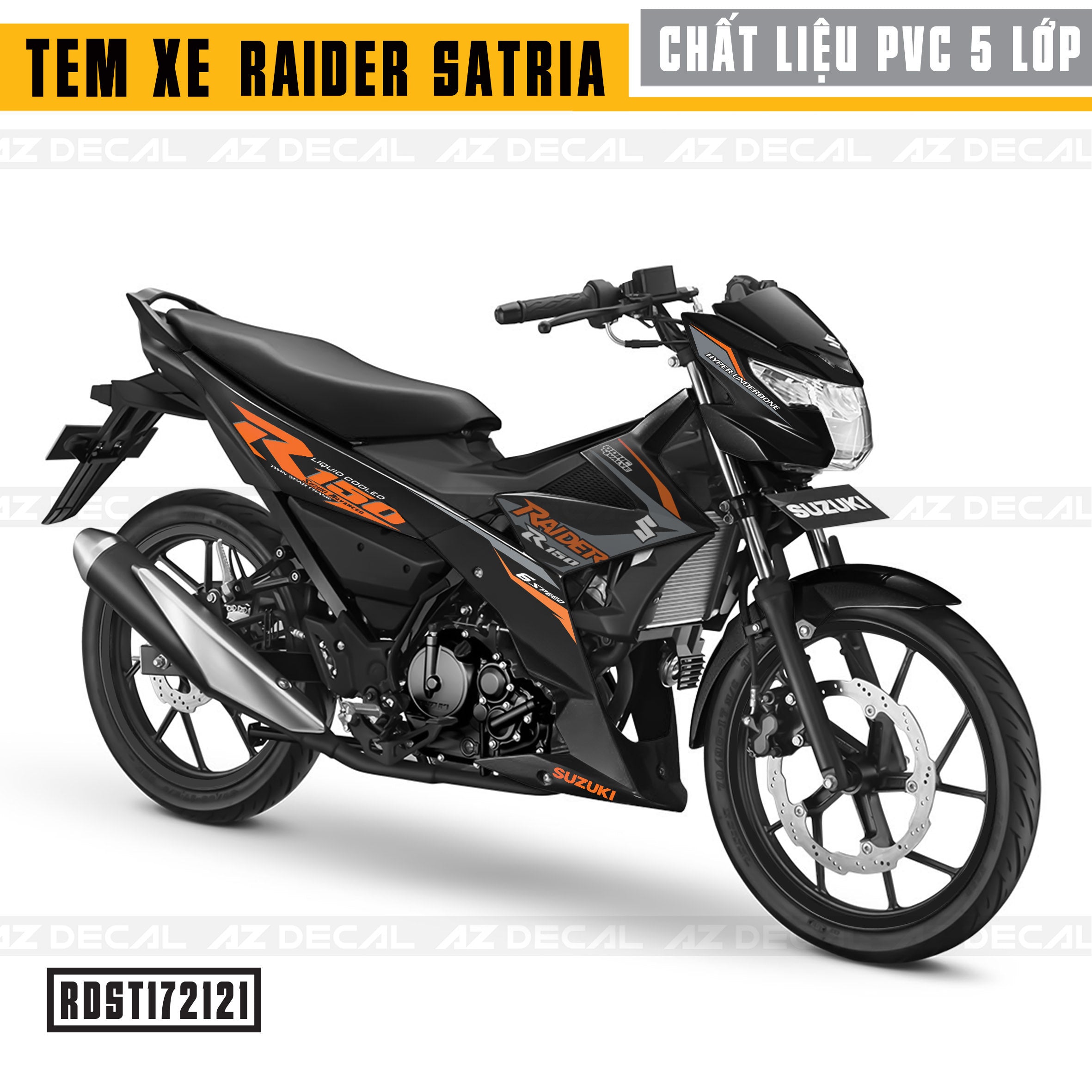 Tem xe Raider / Satria mẫu R150 xe đen