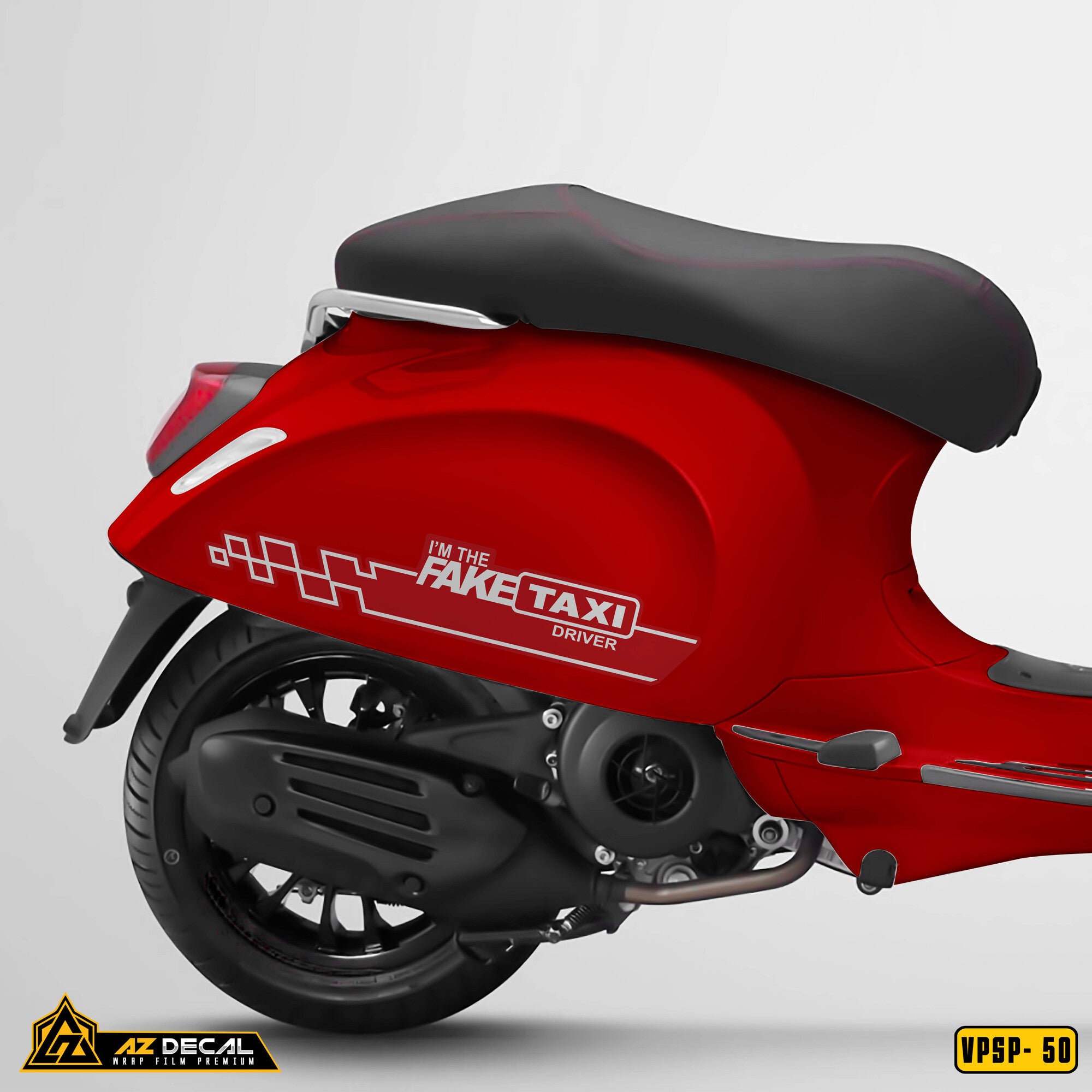 Decal dán xe Vespa Sprint / Primavera mẫu Fake Taxi dán xe đỏ