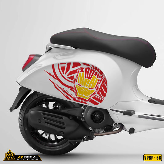 Decal dán xe Vespa Sprint / Primavera mẫu đỏ vàng (nền trong)