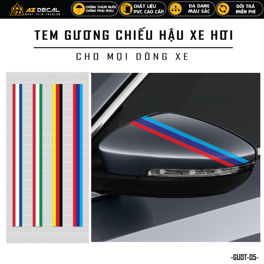 Tem dán gương chiếu hậu xe ô tô mẫu cờ các nước