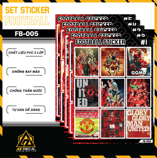Sticker Dán Ô Tô, Xe Máy, Xe Điện, Xe Đạp, Mũ Bảo Hiểm | Football FB-005 MU
