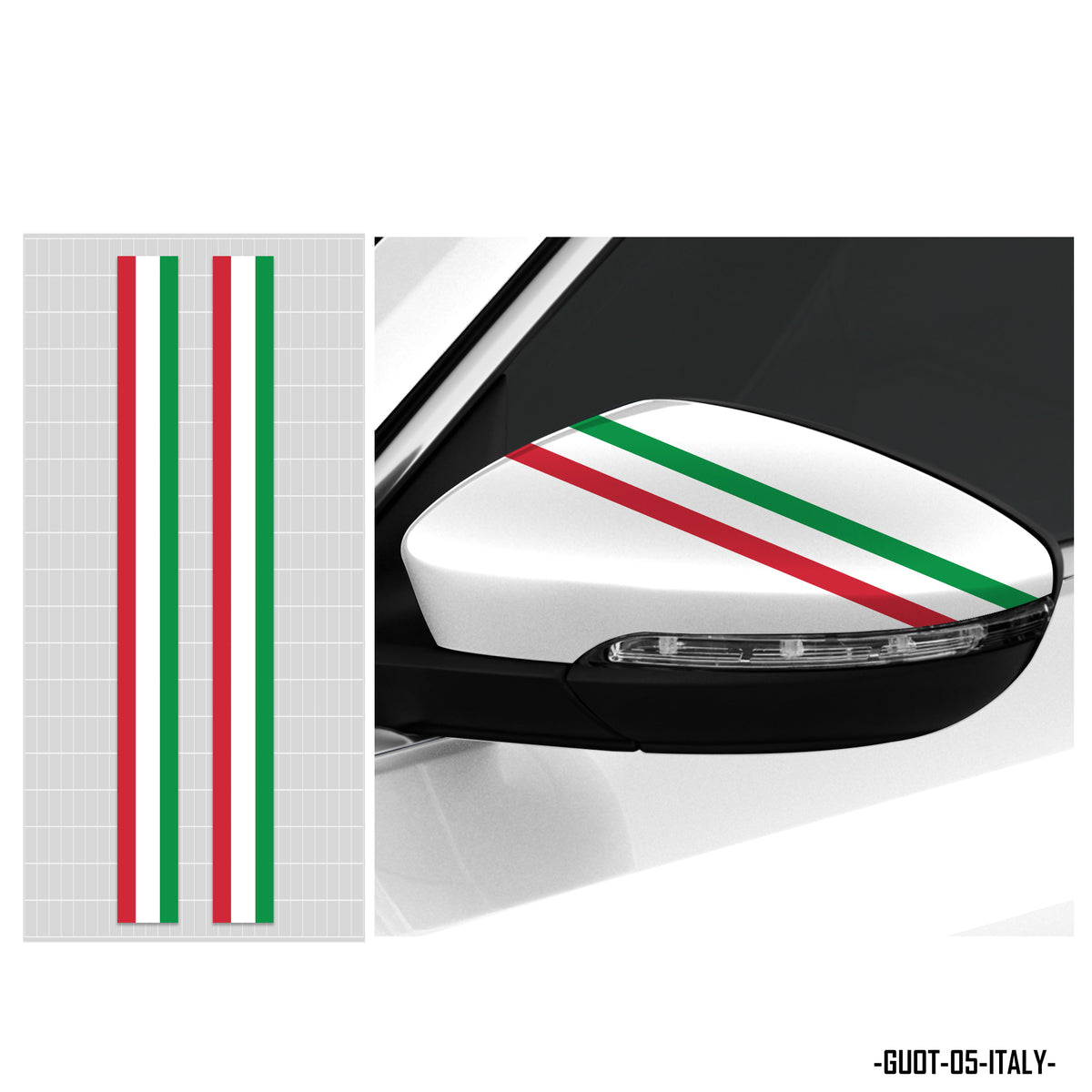 Mẫu decal dán gương chiếu hậu xe ô tô cờ Italy