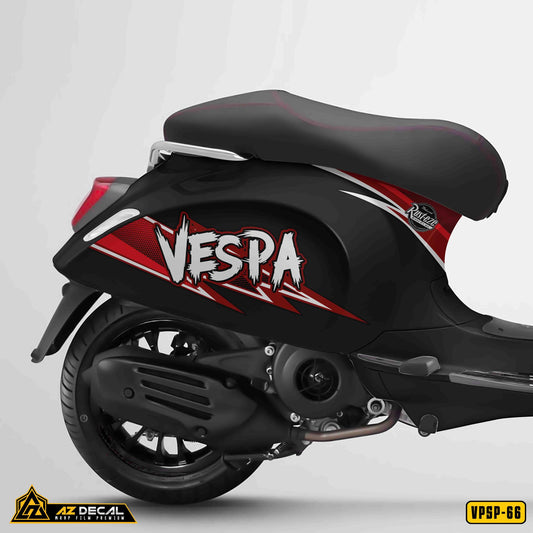 Tem rời Vespa đen chữ Vespa cách điệu