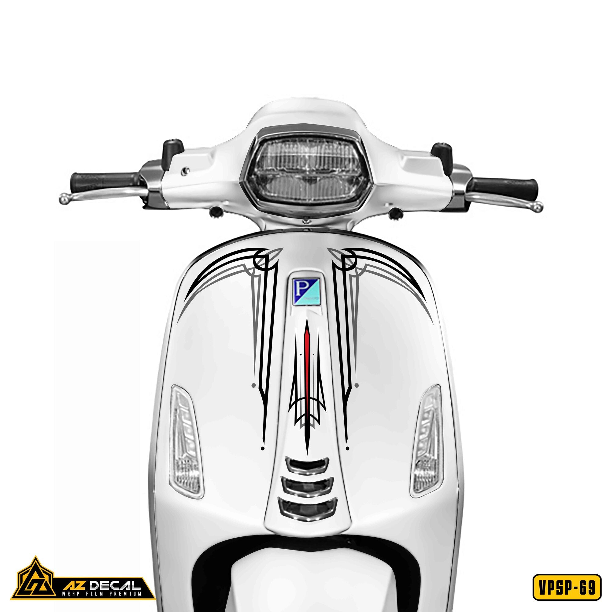 Decal dán mặt trước xe Vespa trắng