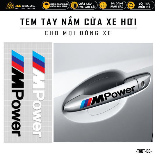 Tem dán tay nắm cửa xe ô tô phong cách MPower