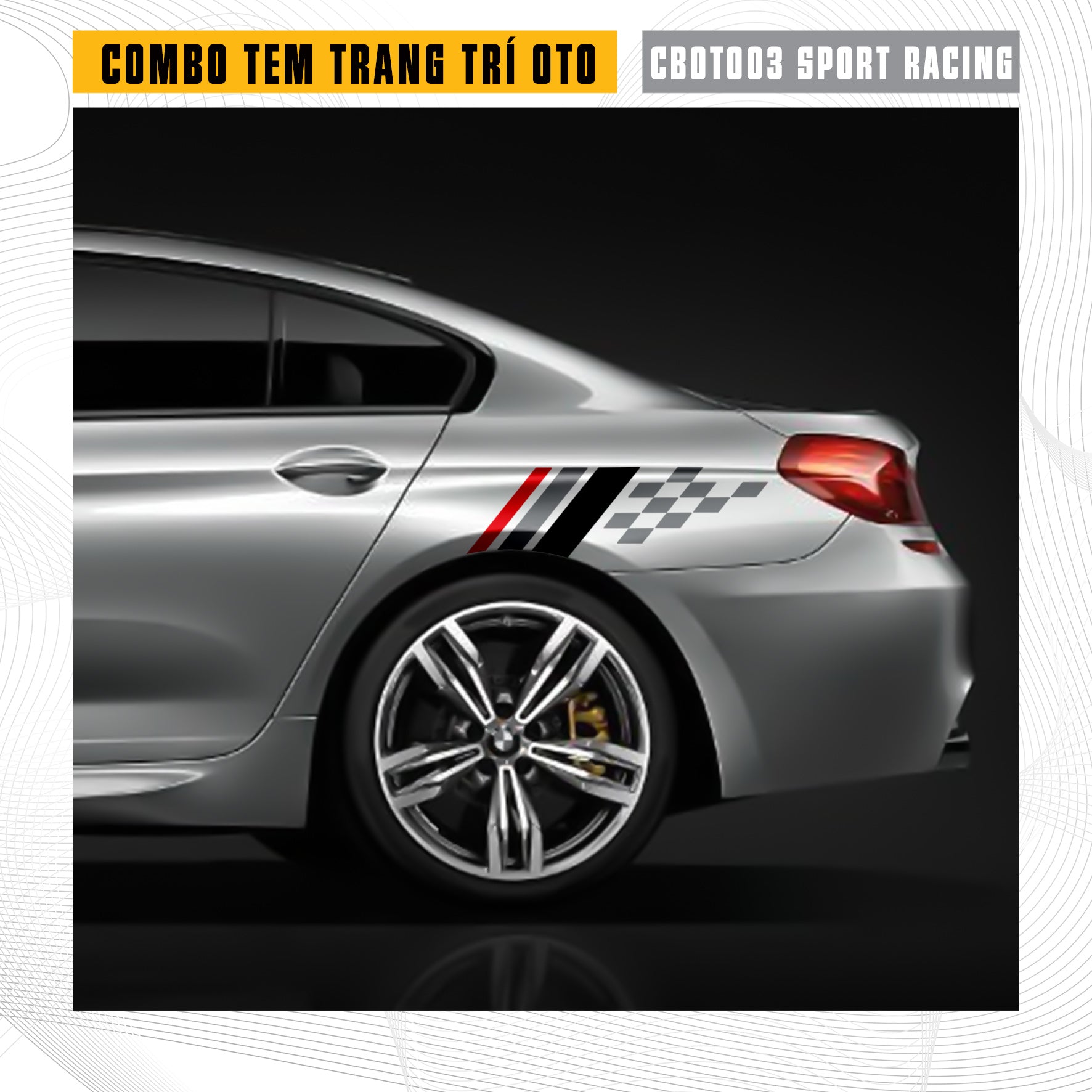 Dán decal sườn sau xe hơi Sport Racing