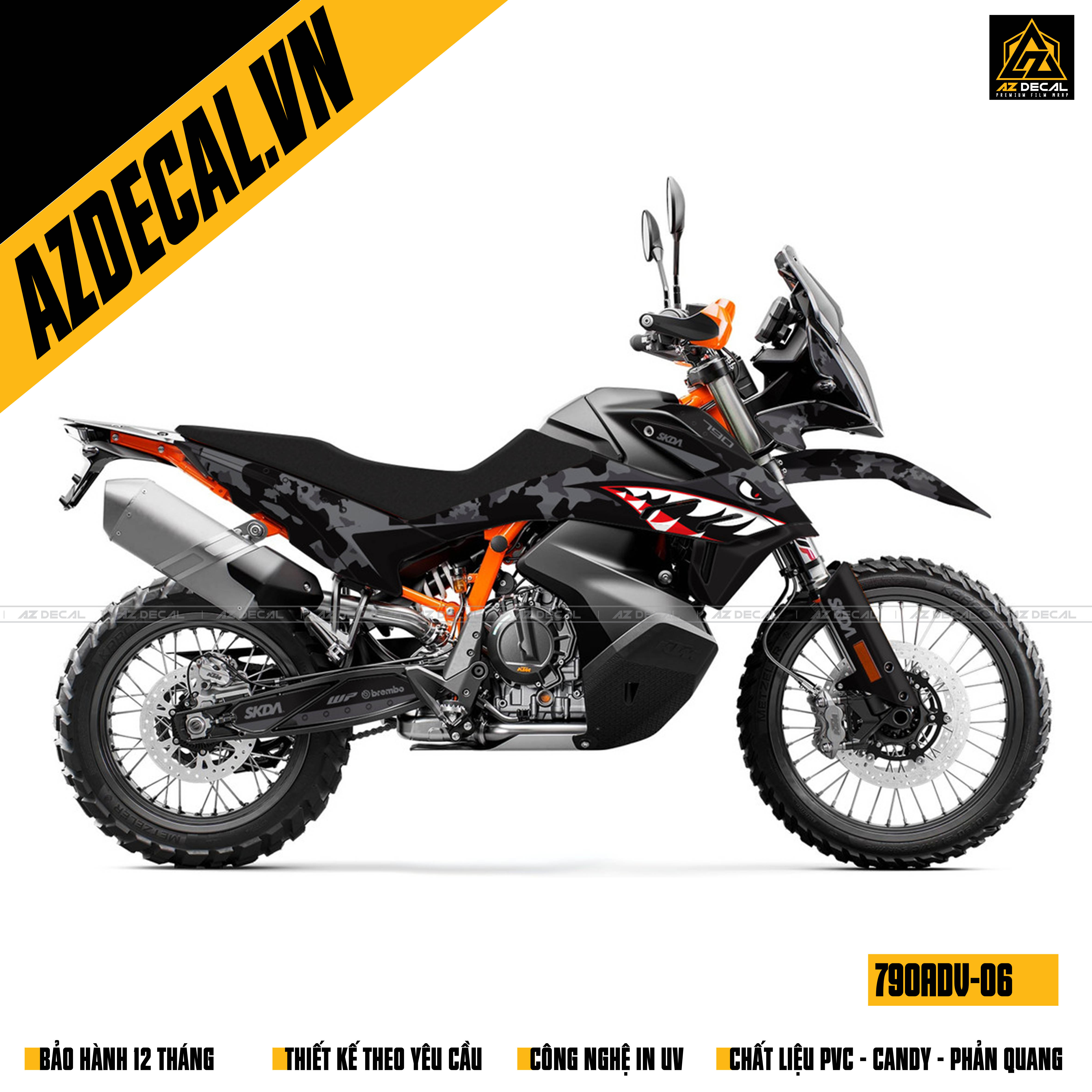 Dán tem xe KTM 790 Adventure màu đen