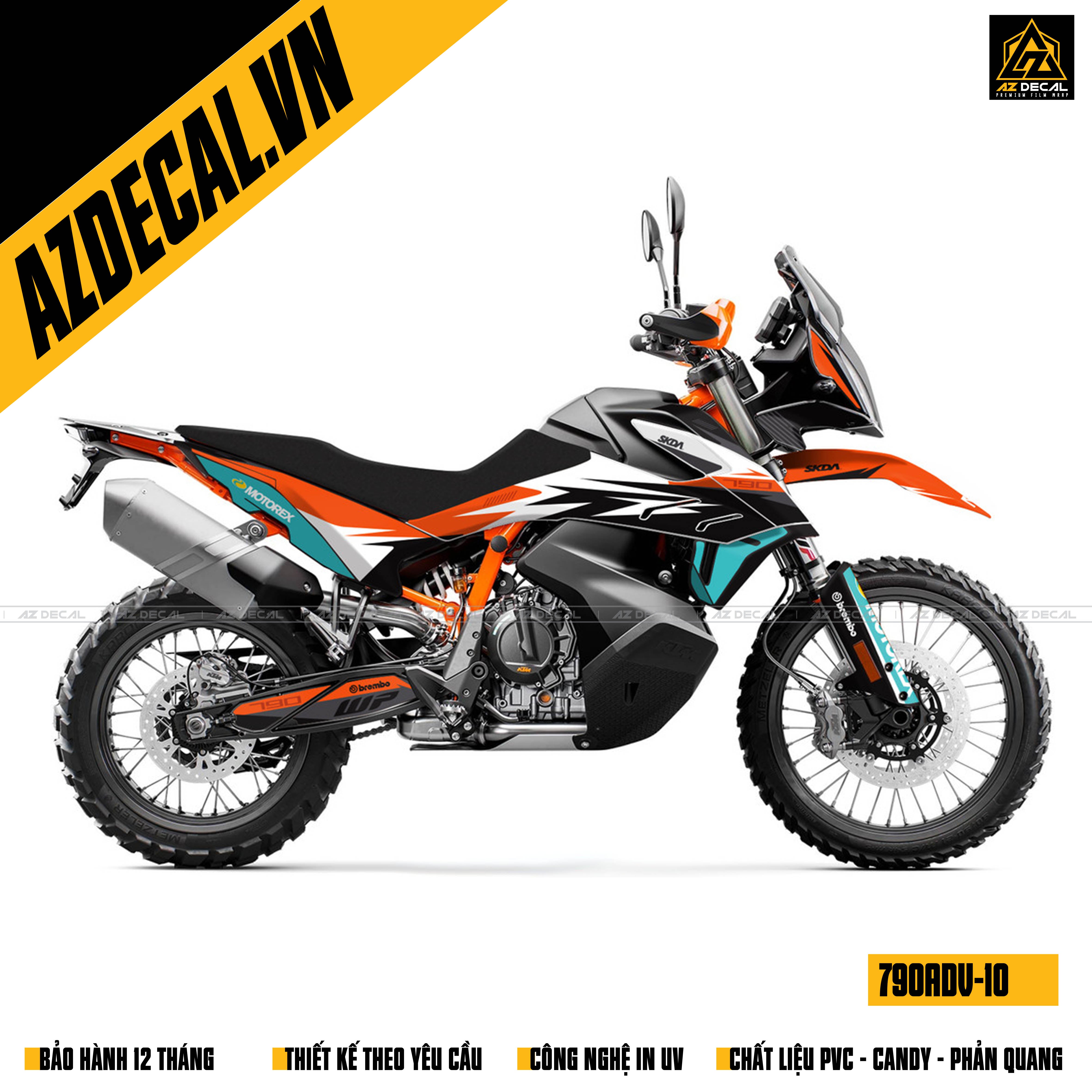 Tem trùm KTM 790 ADV màu xanh trắng