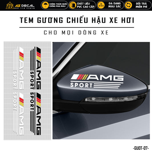 Tem dán gương chiếu hậu xe ô tô chữ AMG Sport