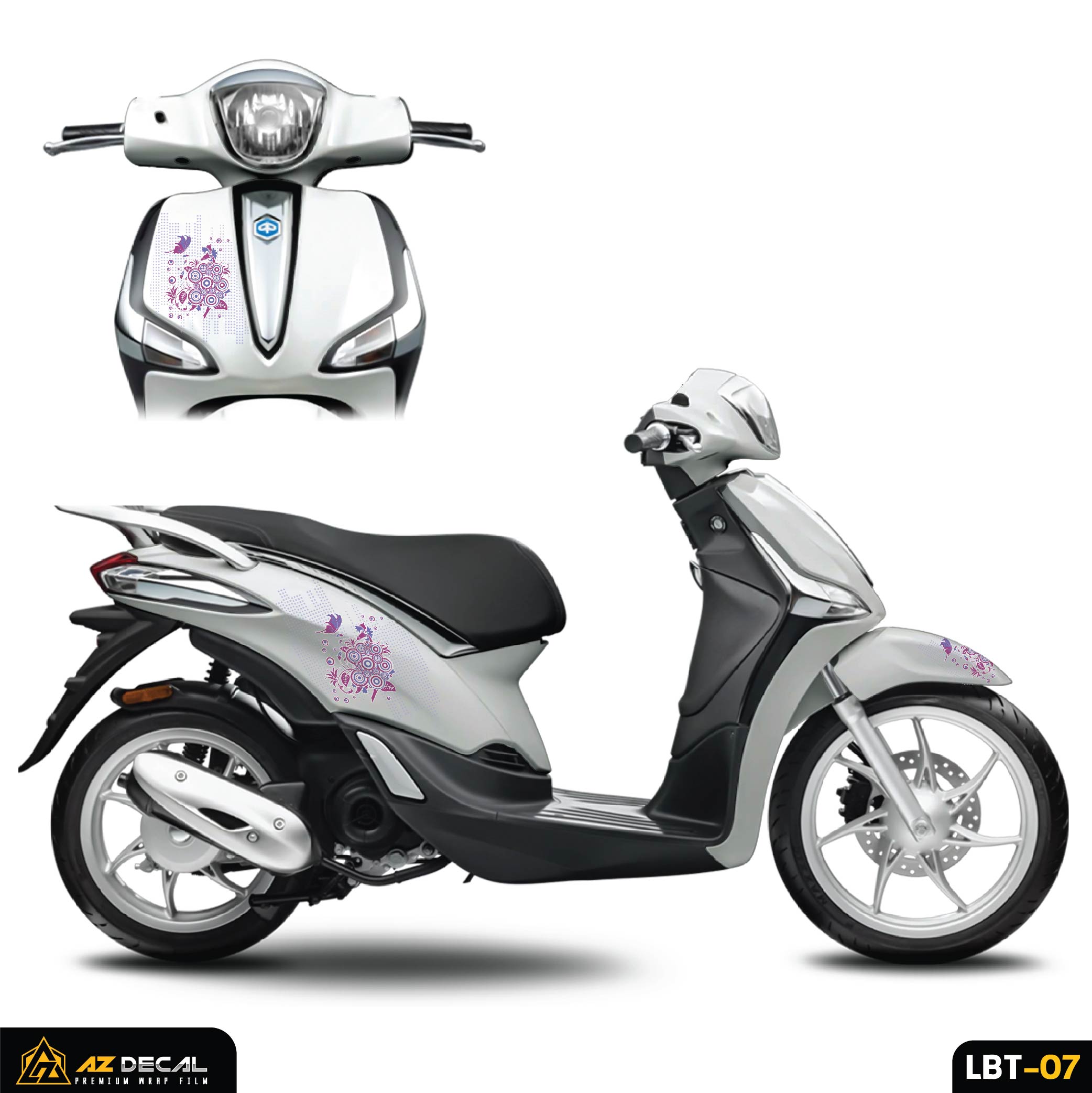 Tem dán xe Liberty 125 hoa lá nữ tính tinh tế