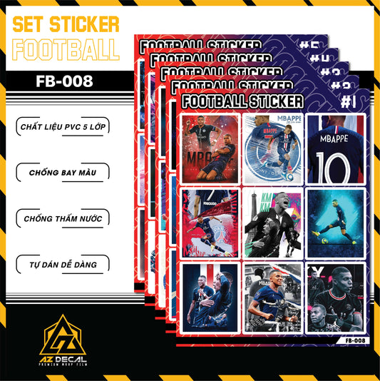 Sticker Dán Ô Tô, Xe Máy, Xe Điện, Xe Đạp, Mũ Bảo Hiểm | Football FB-008 MBAPPE