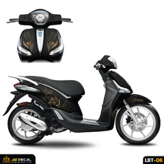 Mẫu decal dán xe Liberty 125 đẹp màu nâu (nền đen)