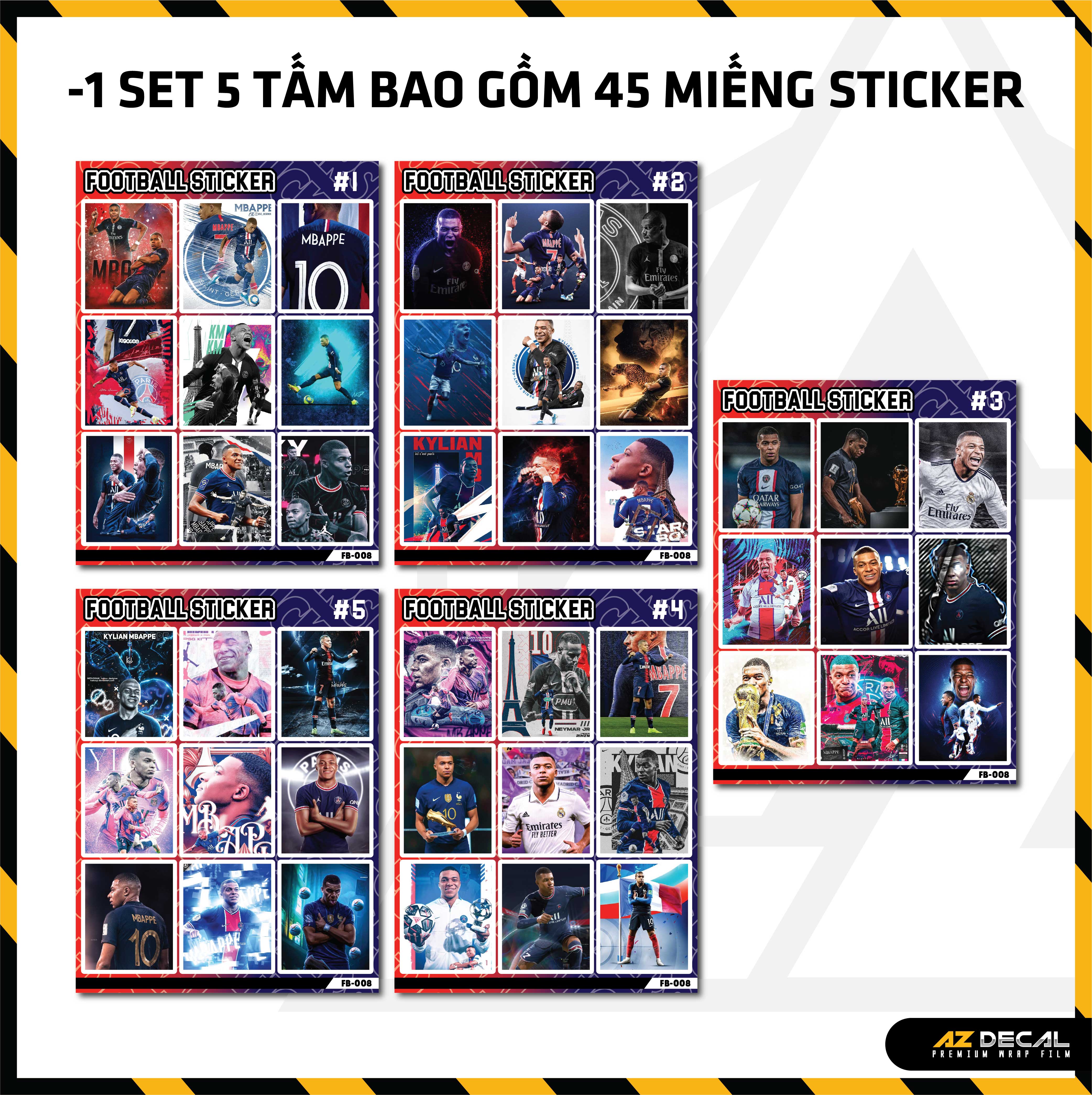 Sticker Dán Ô Tô, Xe Máy, Xe Điện, Xe Đạp, Mũ Bảo Hiểm | Football FB-008 MBAPPE