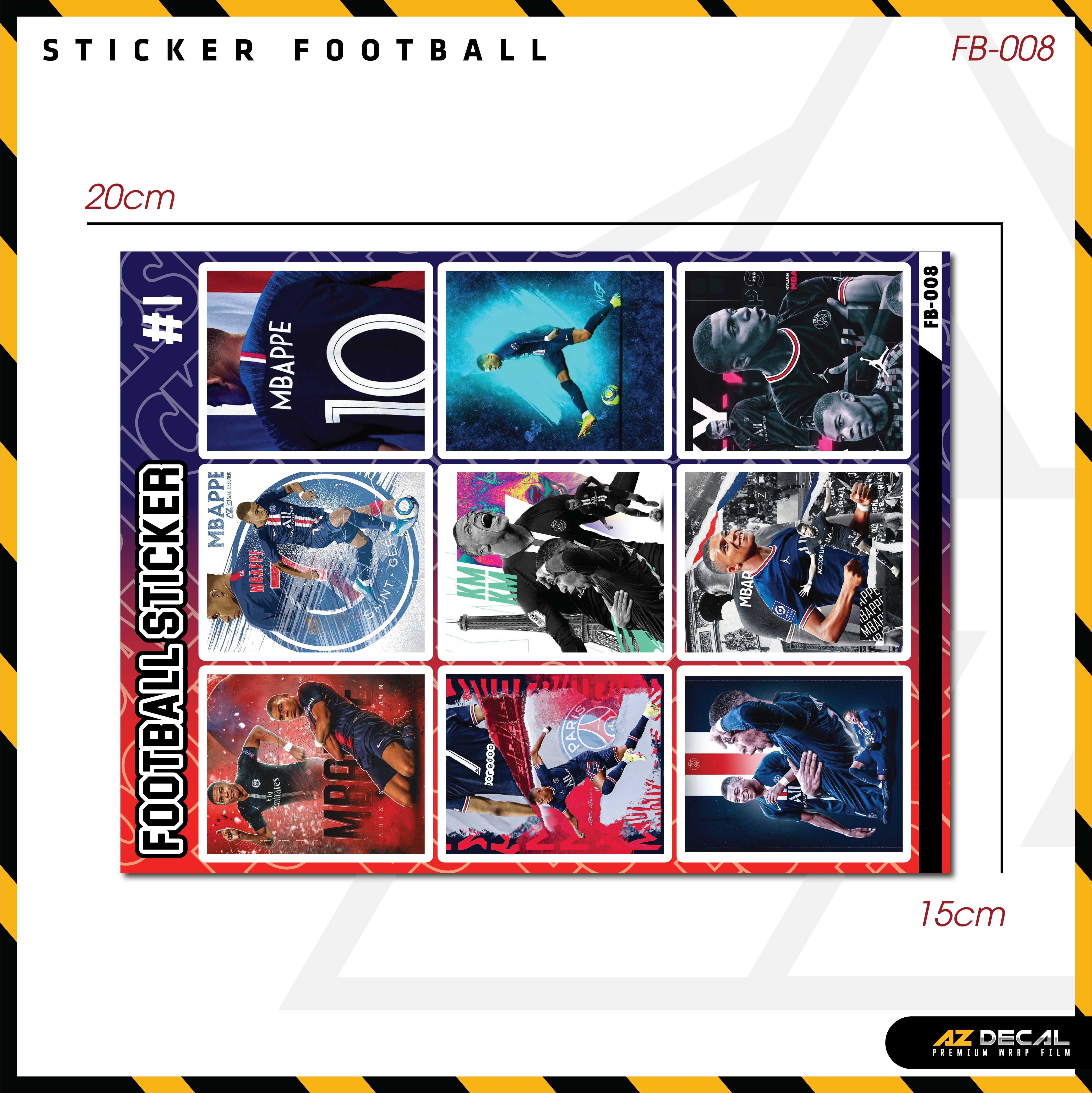 Sticker Dán Ô Tô, Xe Máy, Xe Điện, Xe Đạp, Mũ Bảo Hiểm | Football FB-008 MBAPPE