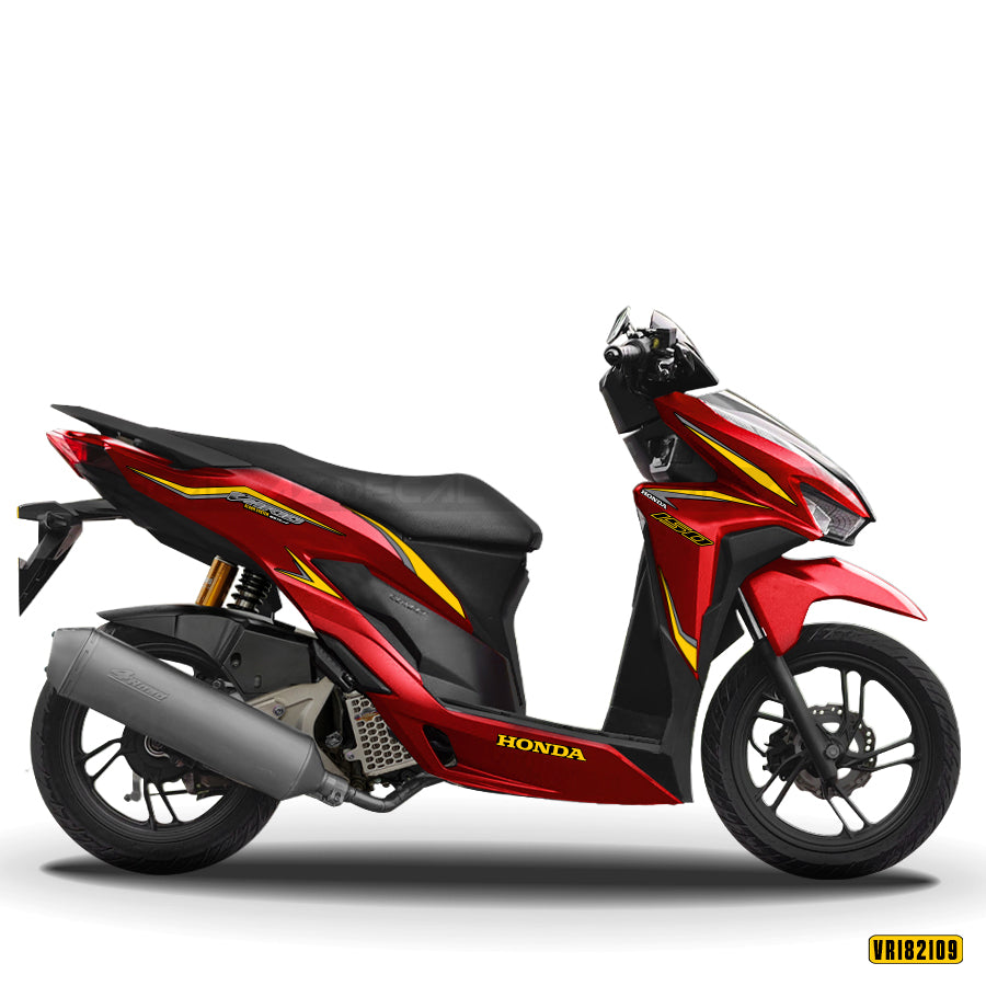 Mẫu decal dán xe Honda Vario màu đỏ vàng