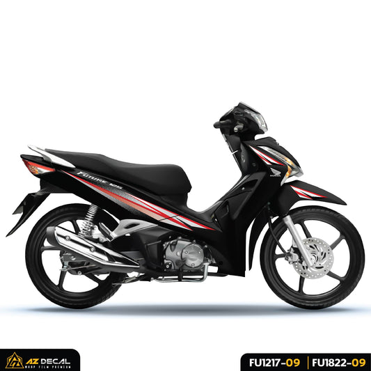 Tem xe Future 125 Fi màu đỏ trắng dán xe đen