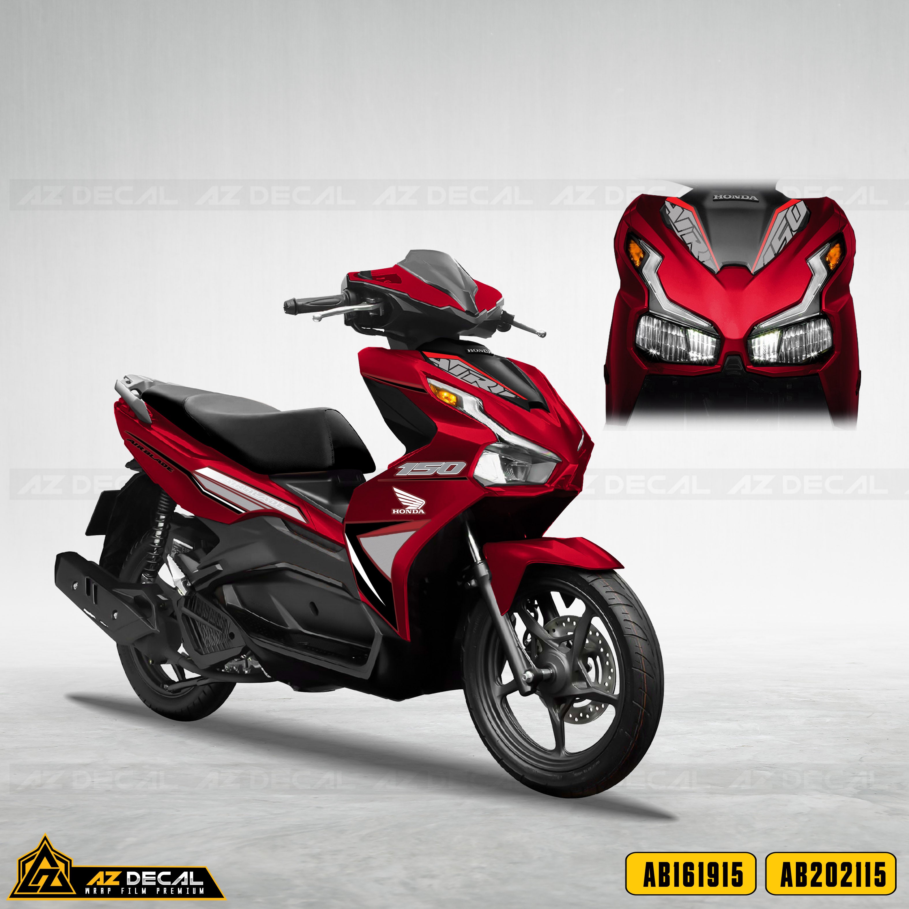 Tem xe Honda Air Blade Đỏ Xám