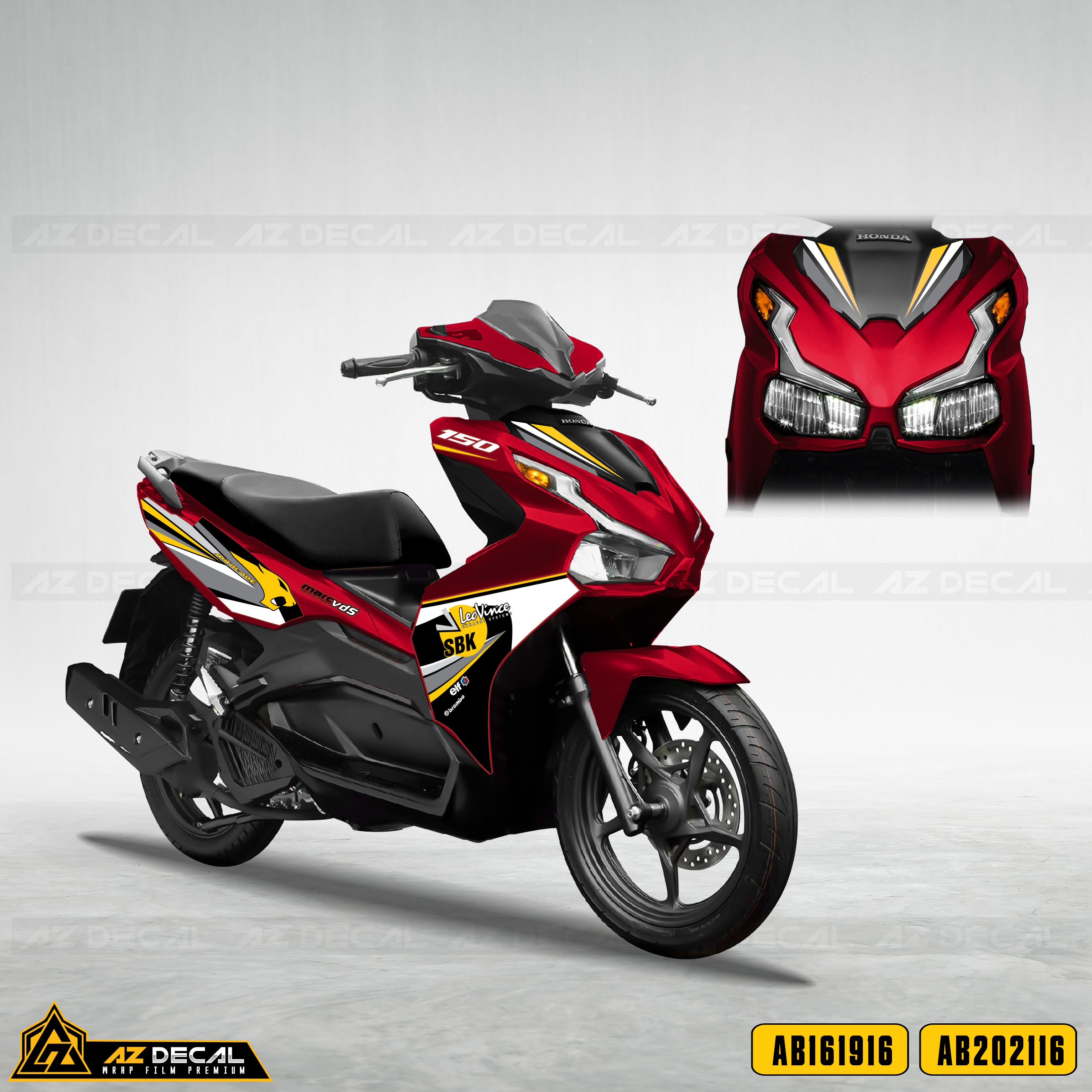 Tem xe Honda Air Blade đỏ mẫu SBK