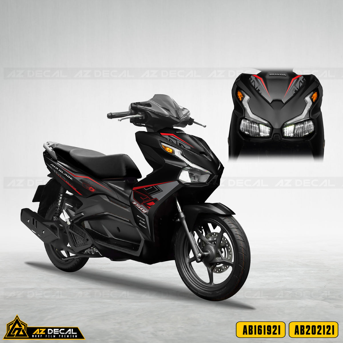 Tem xe Honda Air Blade Đỏ Đen cho xe đen