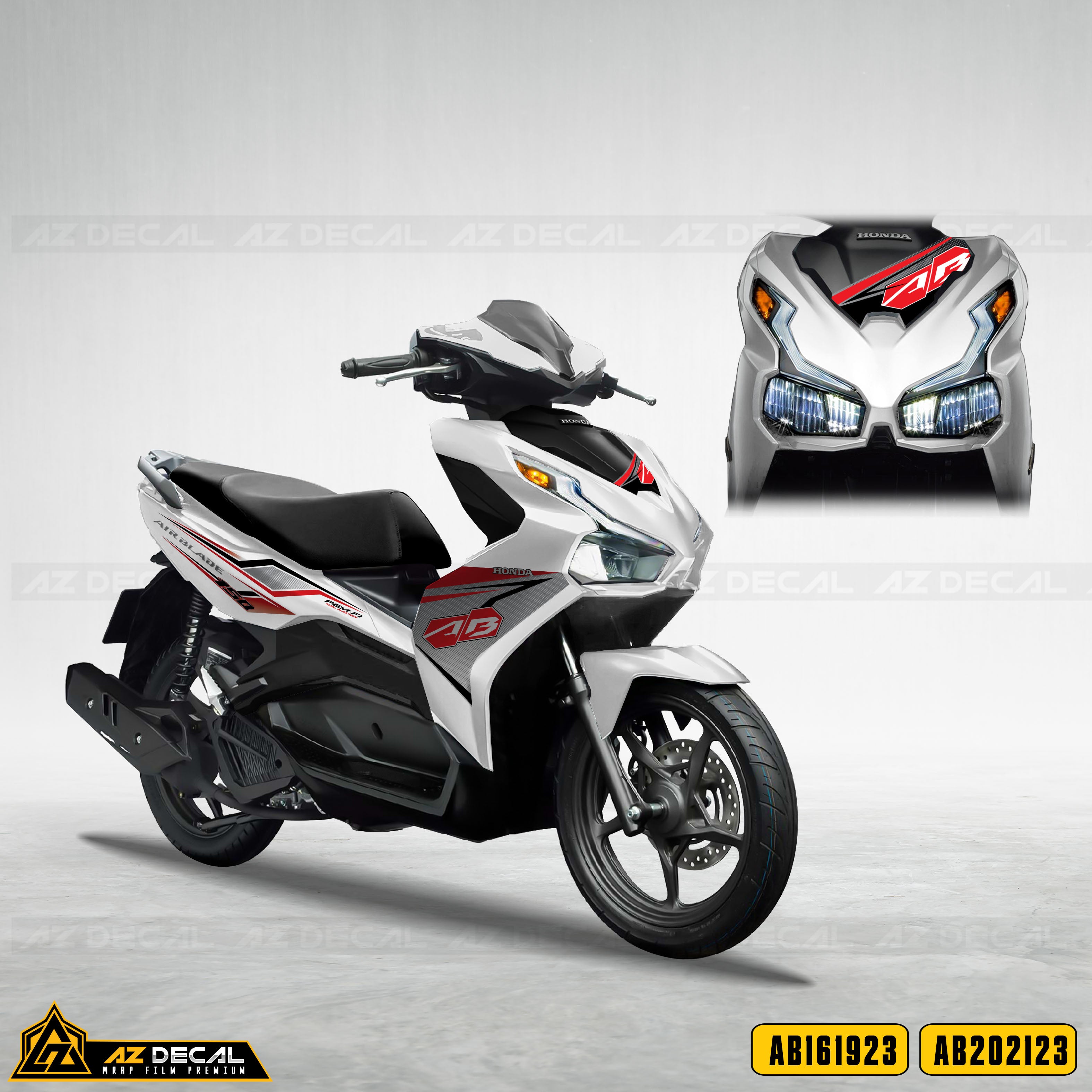 Tem chỉ xe Honda Air Blade trắng mẫu AB23