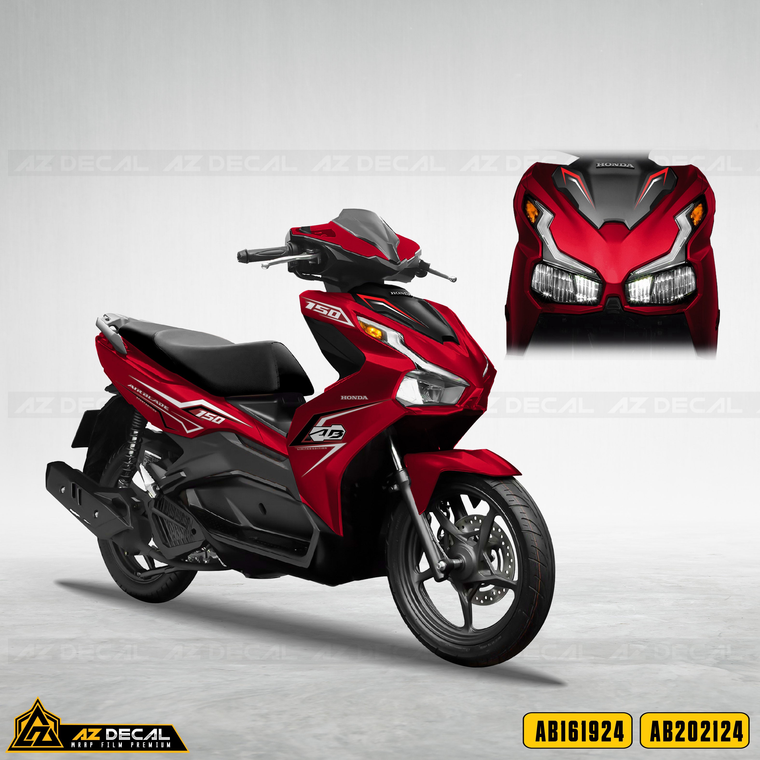 Decal xe Honda Air Blade đỏ tem đen trắ