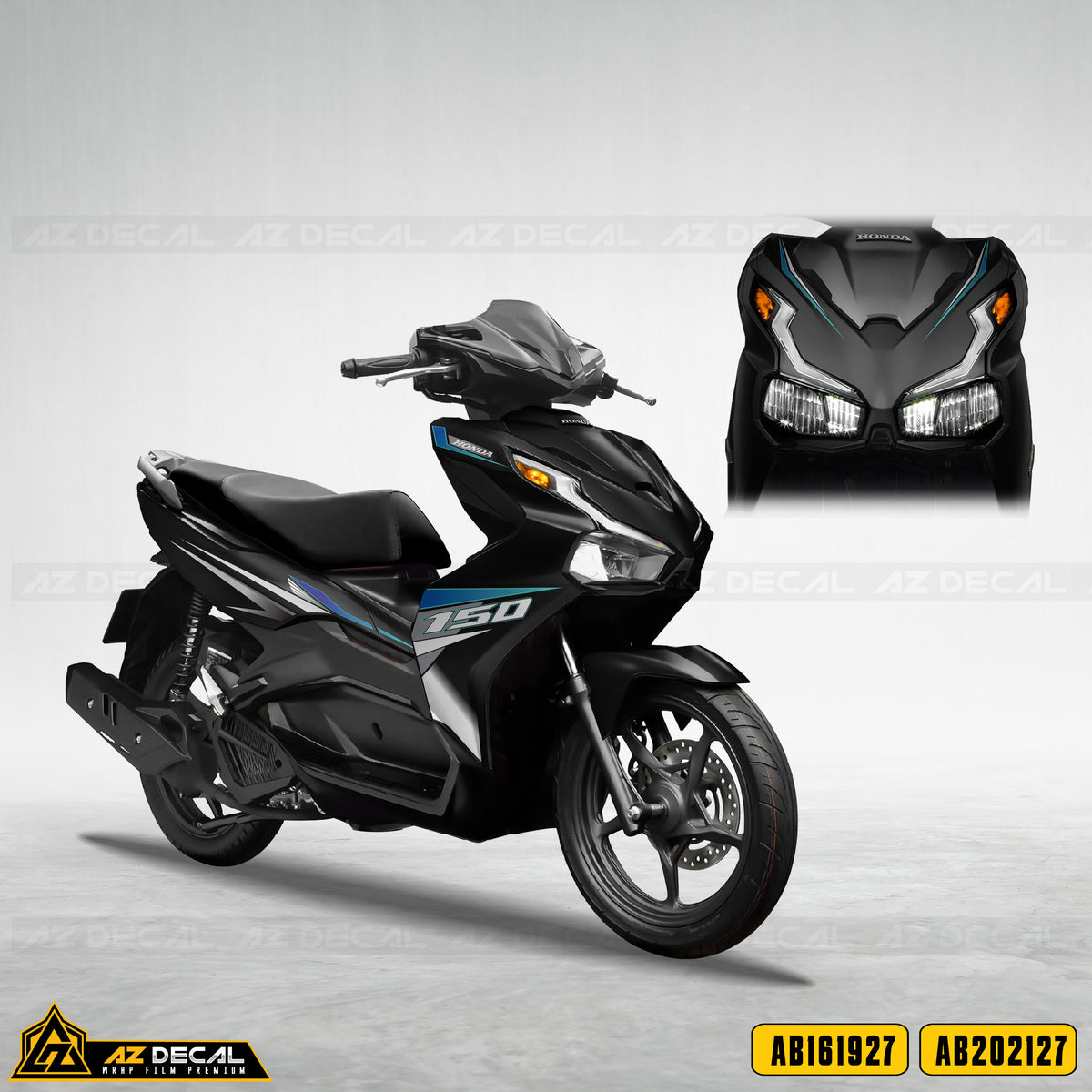 Tem xe Honda Air Blade đen mẫu 150