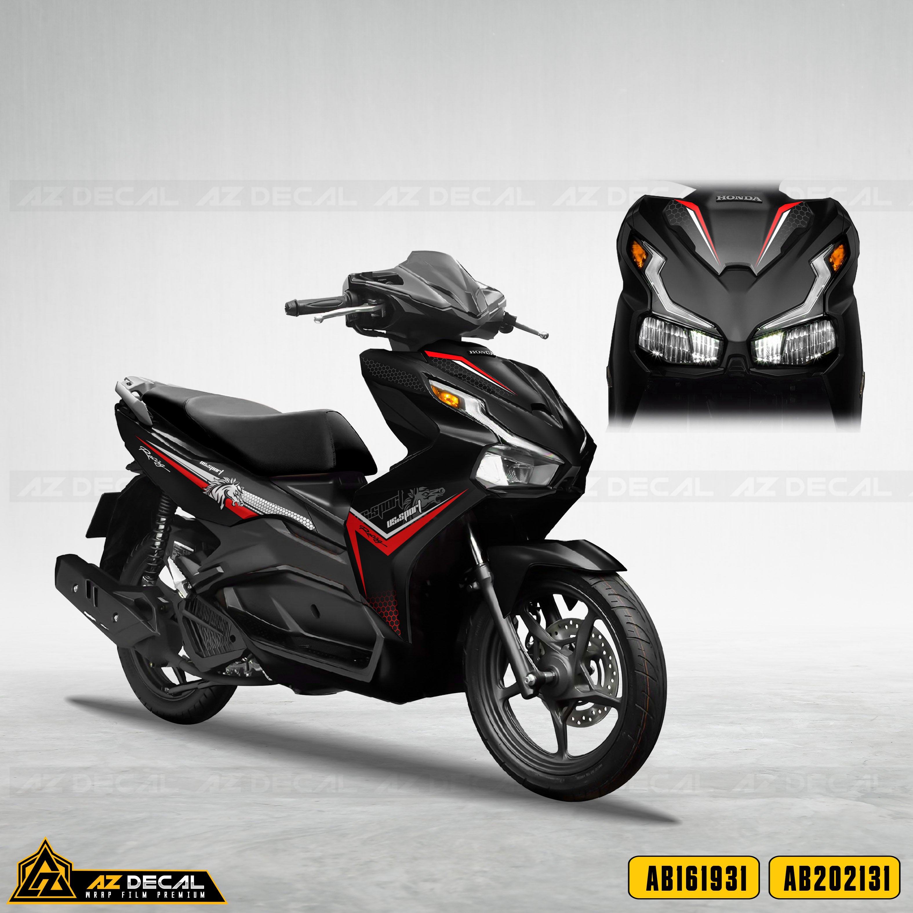 Tem xe Honda Air Blade đen tem đỏ