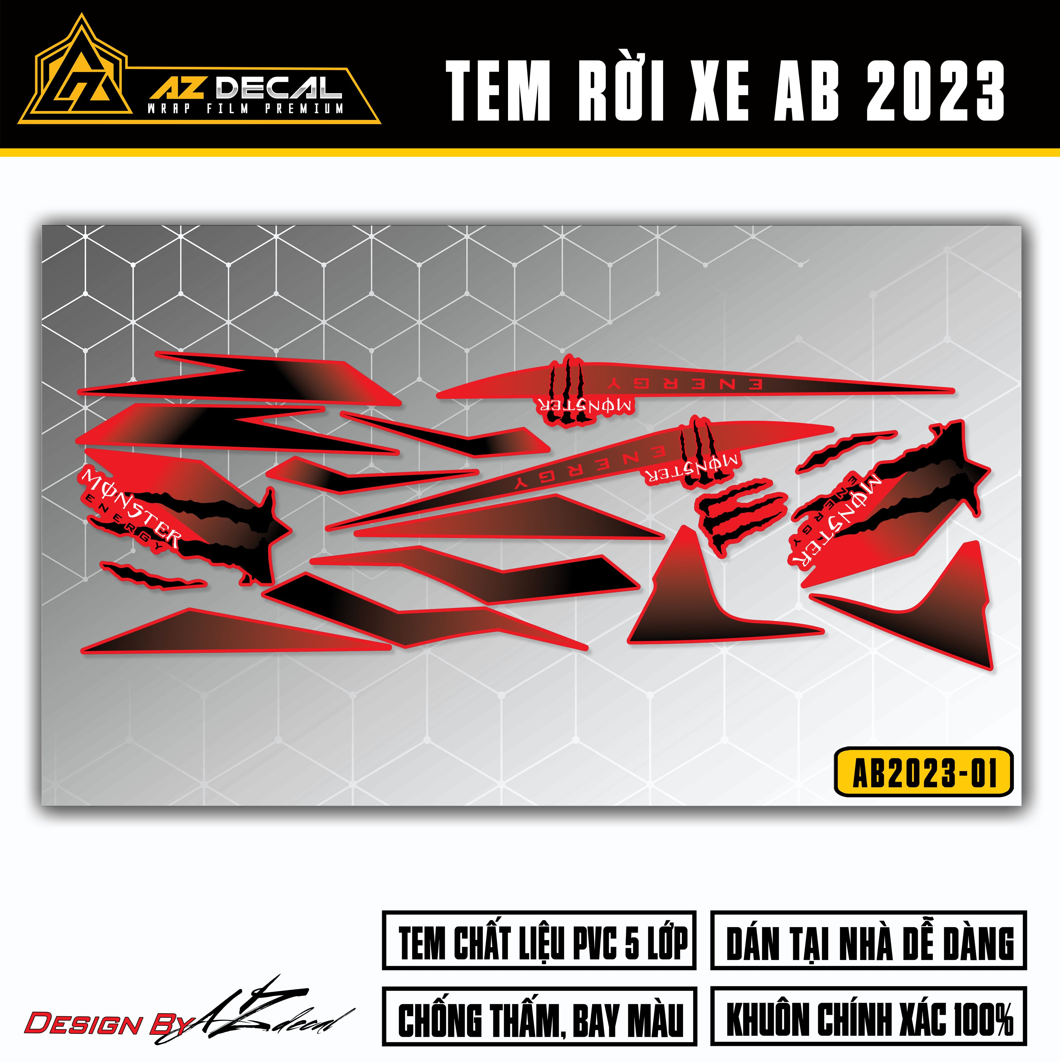 Tem dán xe Airblade đen (nền đỏ) 2023