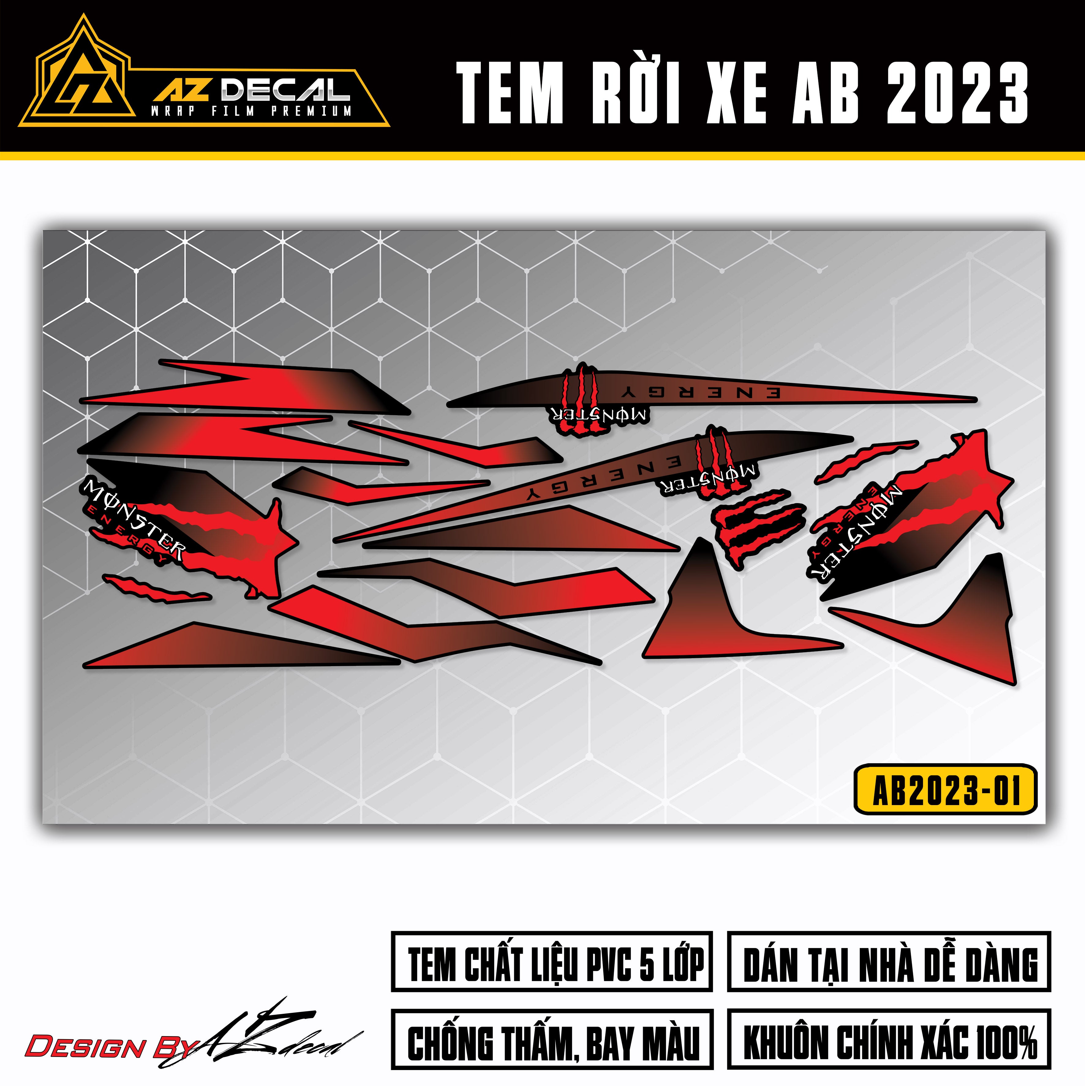 Chi tiết mẫu tem Monster dán xe Air Blade 2023