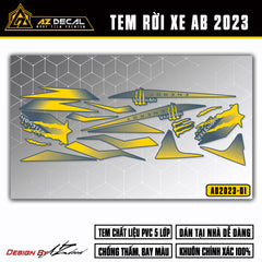 Tem xe Air Blade 2023 đời mới màu vàng