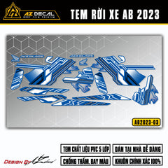 Decal dán xe Air Blade 2023 màu xanh trắng