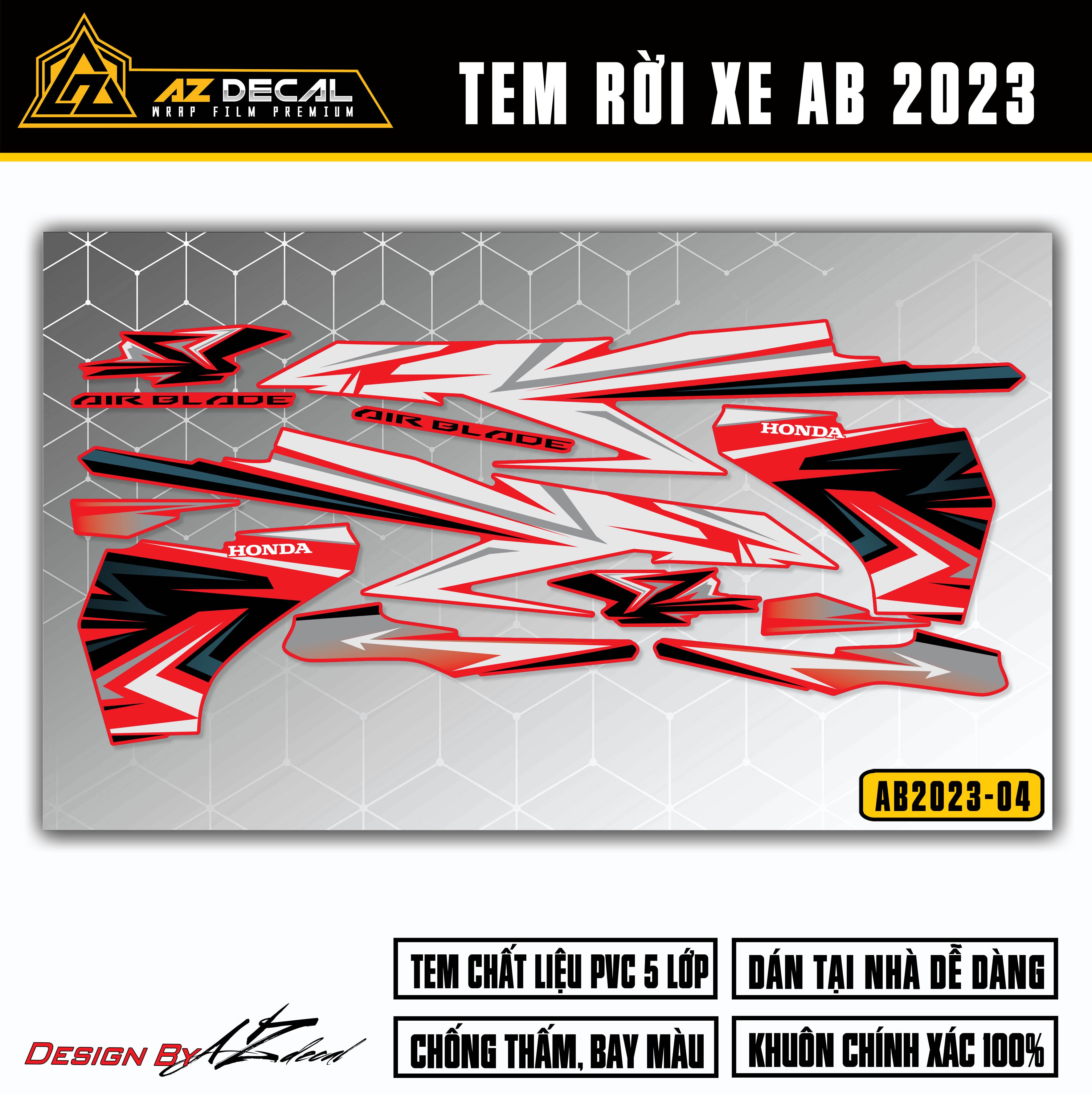 Tem xe Air Blade 2023 màu trắng (Nền đỏ)