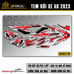 Tem dán xe Air Blade màu đỏ trắng (nền đen) đời 2023