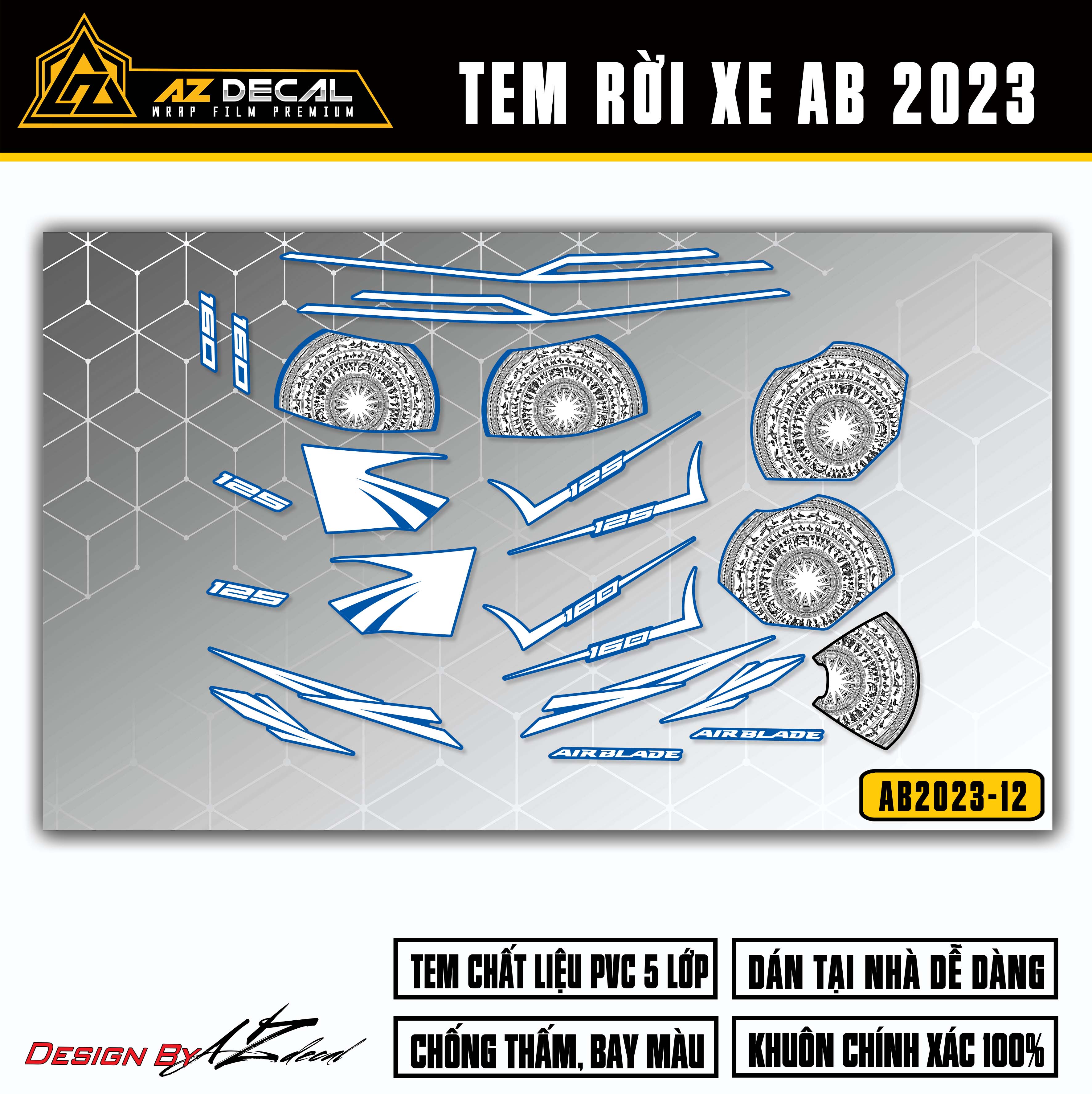 Tem rời AB 2023 màu trắng (nền xanh)