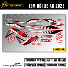 Decal dán xe Air Blade 2023 màu trắng đen (nền đỏ)