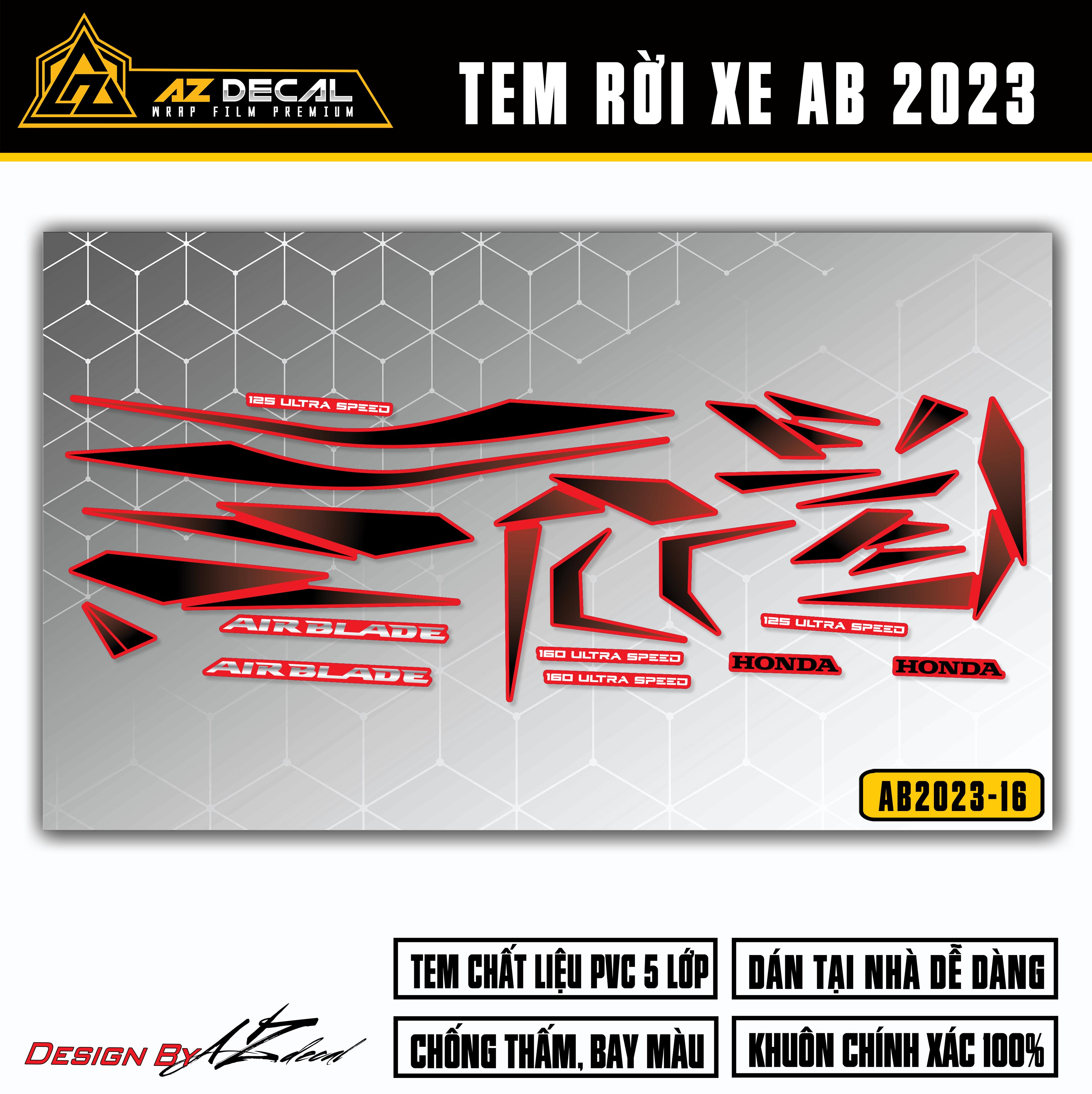 Decal dán xe Air Blade 2023 màu đen (nền đỏ)