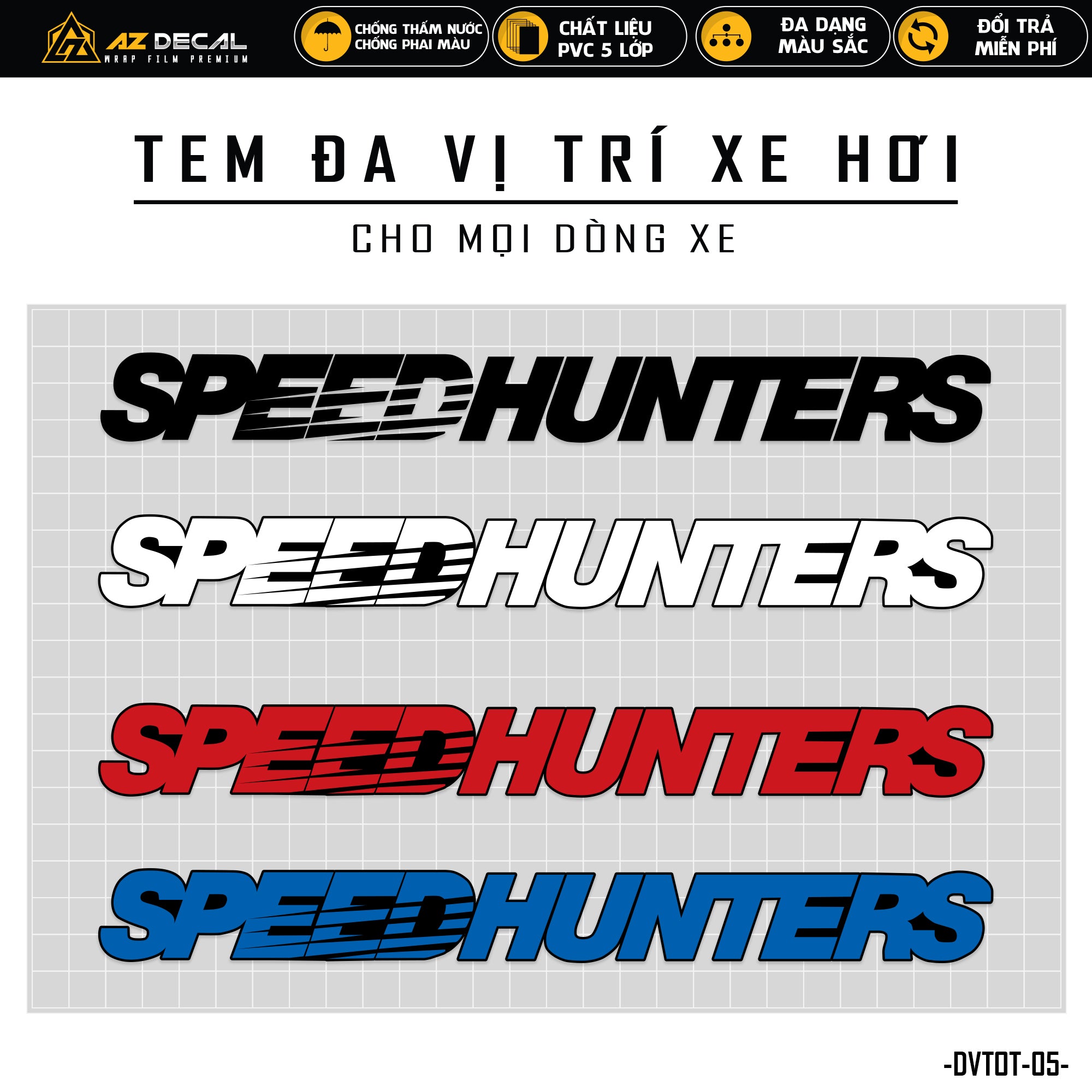 Tem dán xe ô tô chữ Speed Hunters nhiều màu